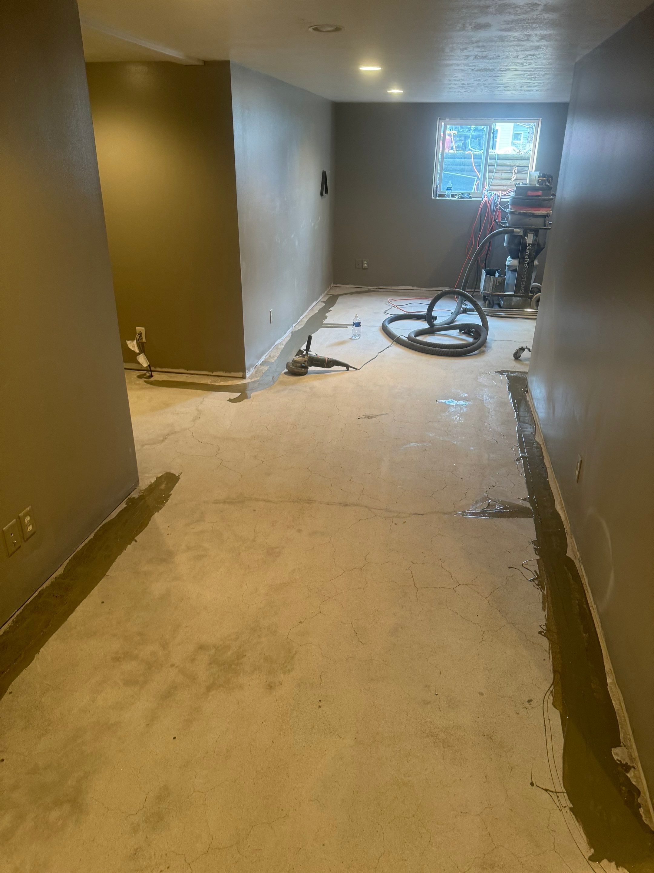 Custom Multi-Fleck Epoxy Floor Coating for Residential Basement by Select Painting, Coatings & Garage Cabinets