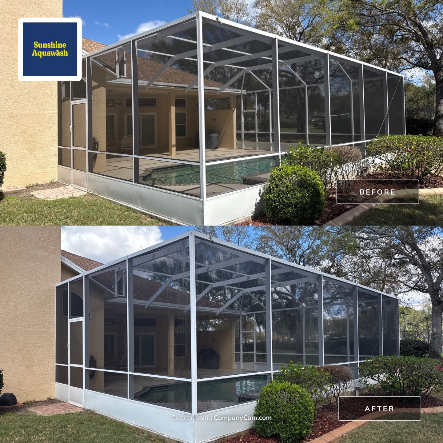 Painted Pool Deck, Pool Cage & Exterior Surface Cleaning in Creekwood – Bradenton, FL by Sunshine AquaWash