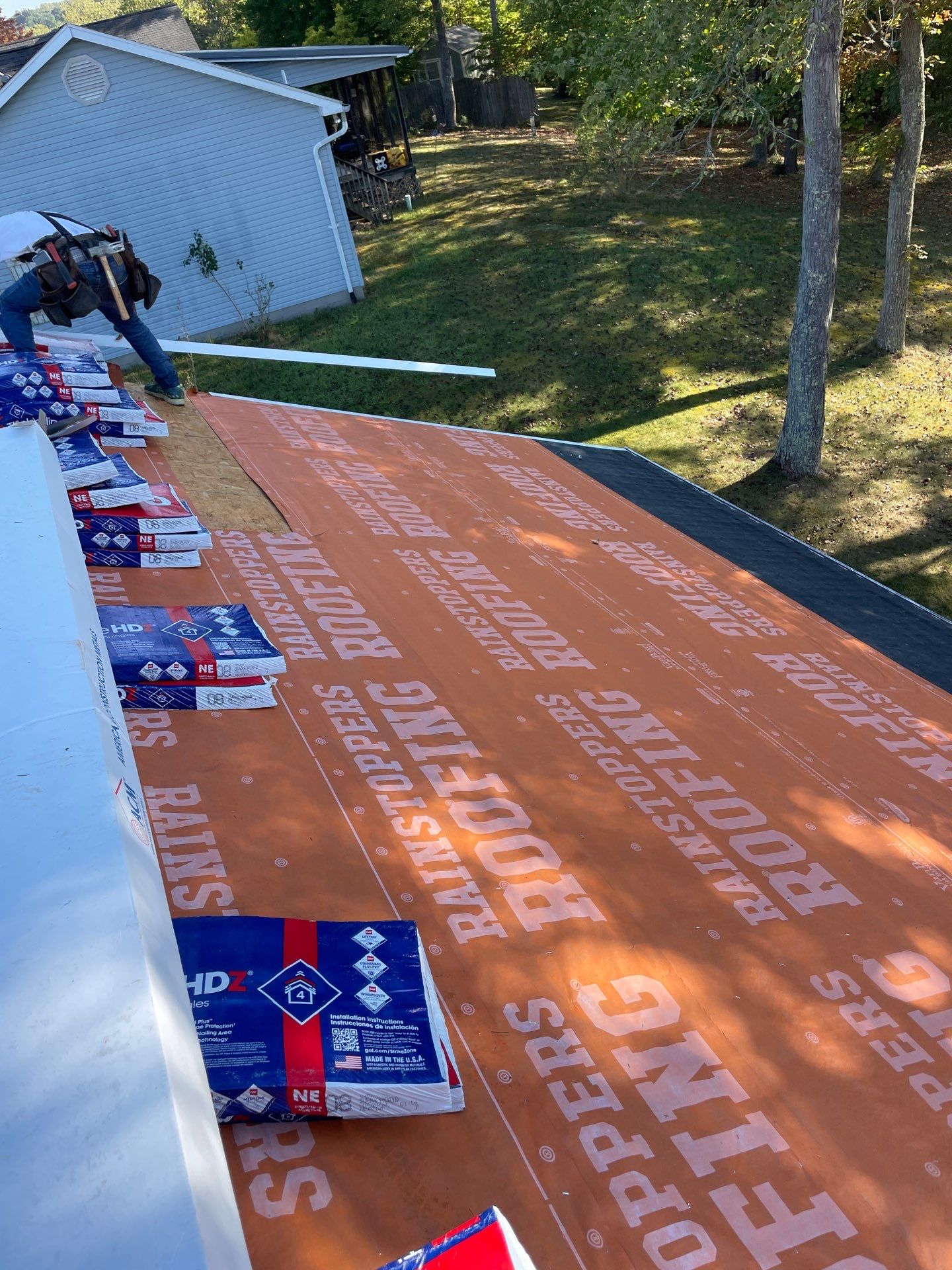 Residential Roofing Installation using GAF Timberline HDZ Barkwood by Rainstoppers Roofing