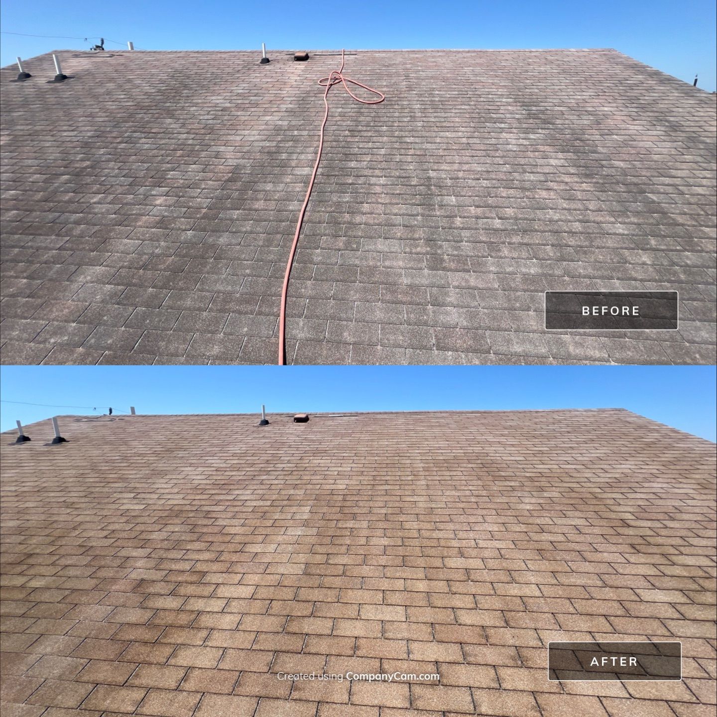 Shingle Roof Washing Project in San Antonio by Bright Choice
