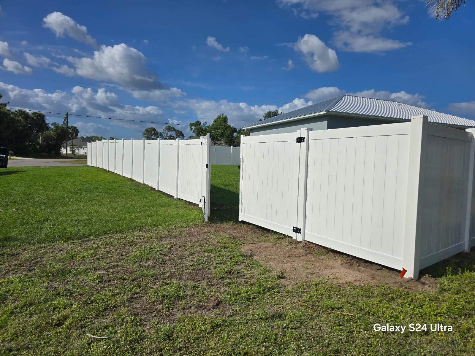 Residential White Vinyl Privacy Fence Installation in North Port by True Fence LLC