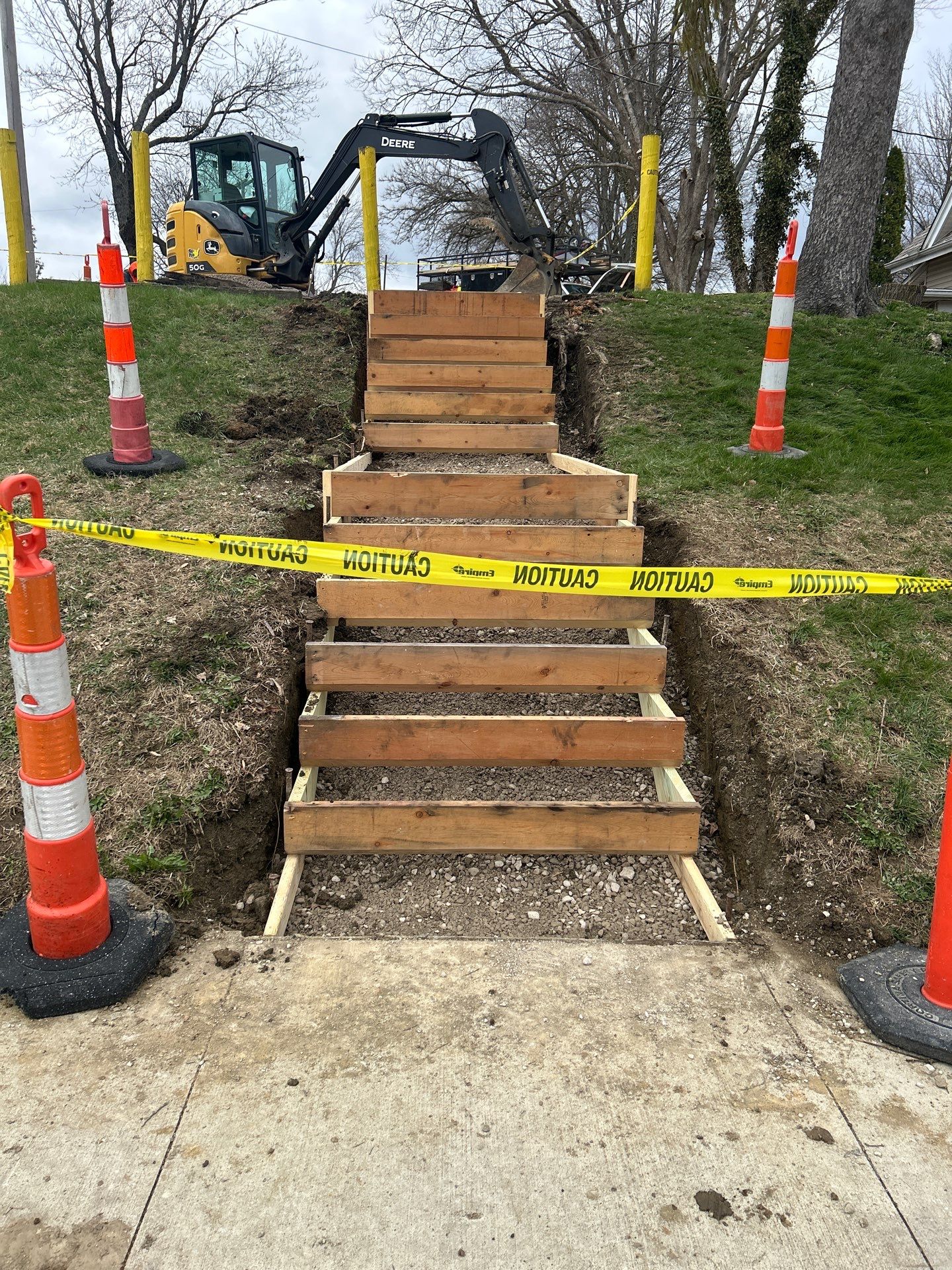 Concrete Staircase and Metal Handrail Installation in Sunbury by Concrete One Construction