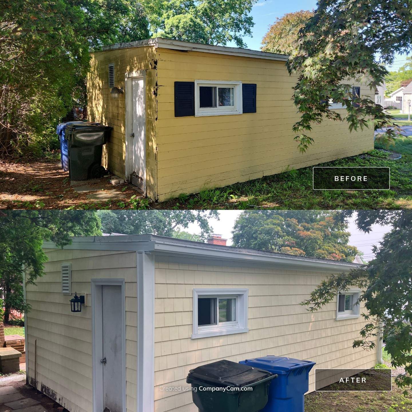 Siding Refreshment with Cert Cedar Impressions D/7 Perfection Straight Bottom, Heritage Cream; and Cert S/7 Reverse Board and Batten, White by DiGiorgi Roofing and Siding Inc