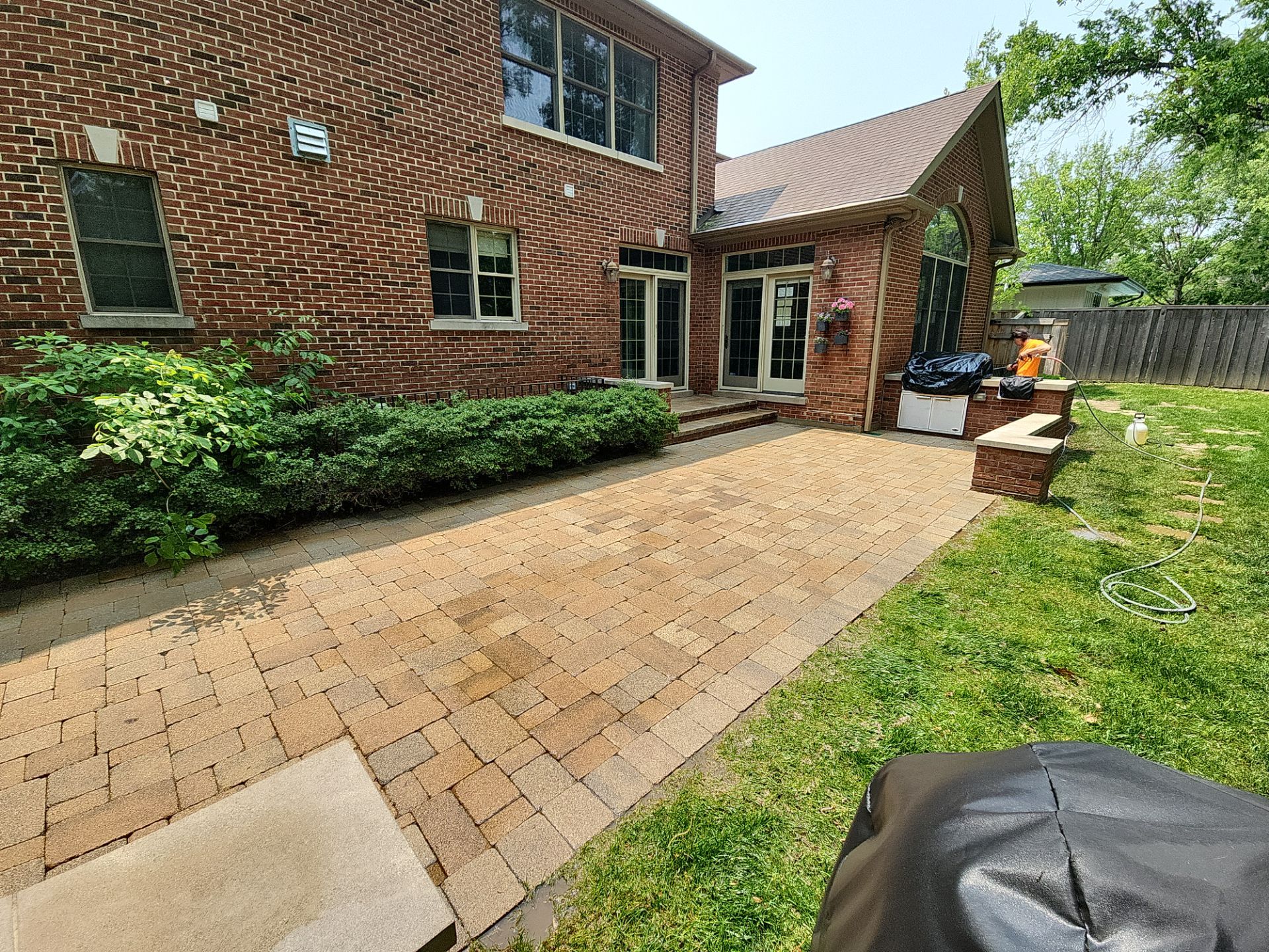 Brick paver repair, clean, seal and poly sanding by Northern Power Washing LLC.