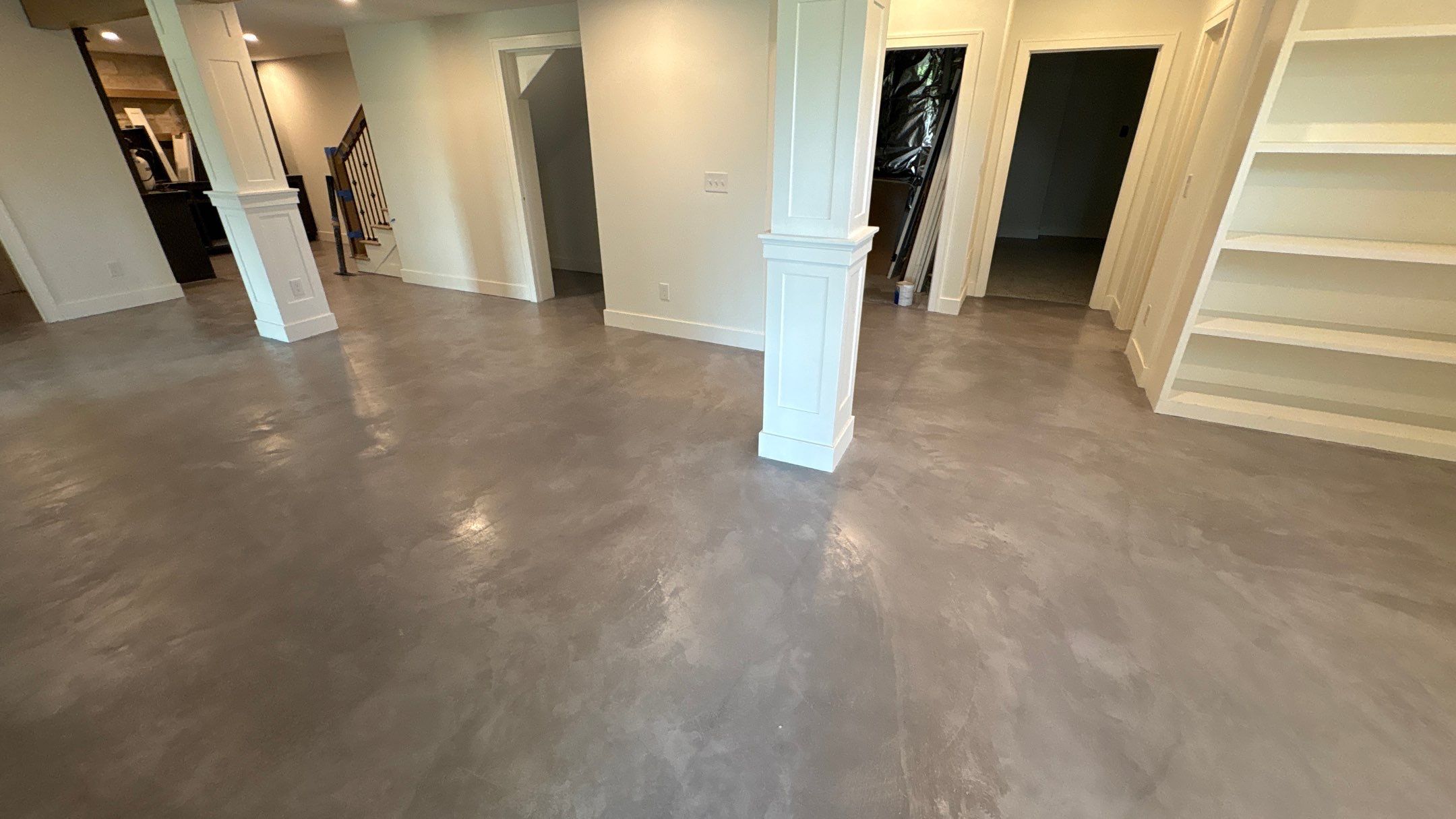Basement Floor Overlay - Lawrence, KS by Big Red Decorative Concrete, LLC