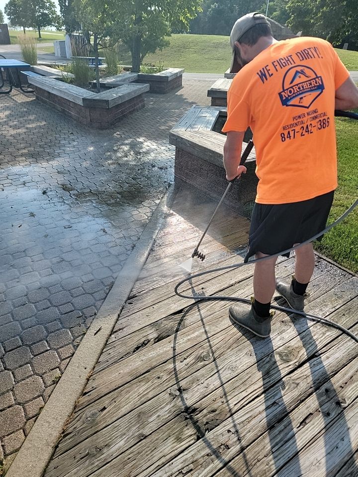 wood promenade cleaning by Northern Power Washing LLC.