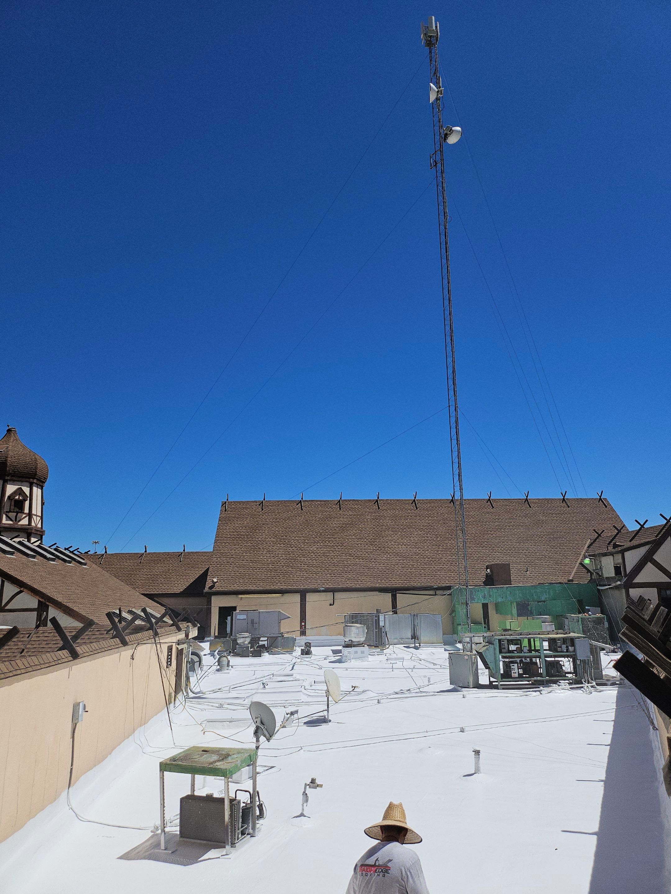 Spray foam and coatings using General Coatings acrylic coatings and spray foam by Straight Edge Roofing Inc