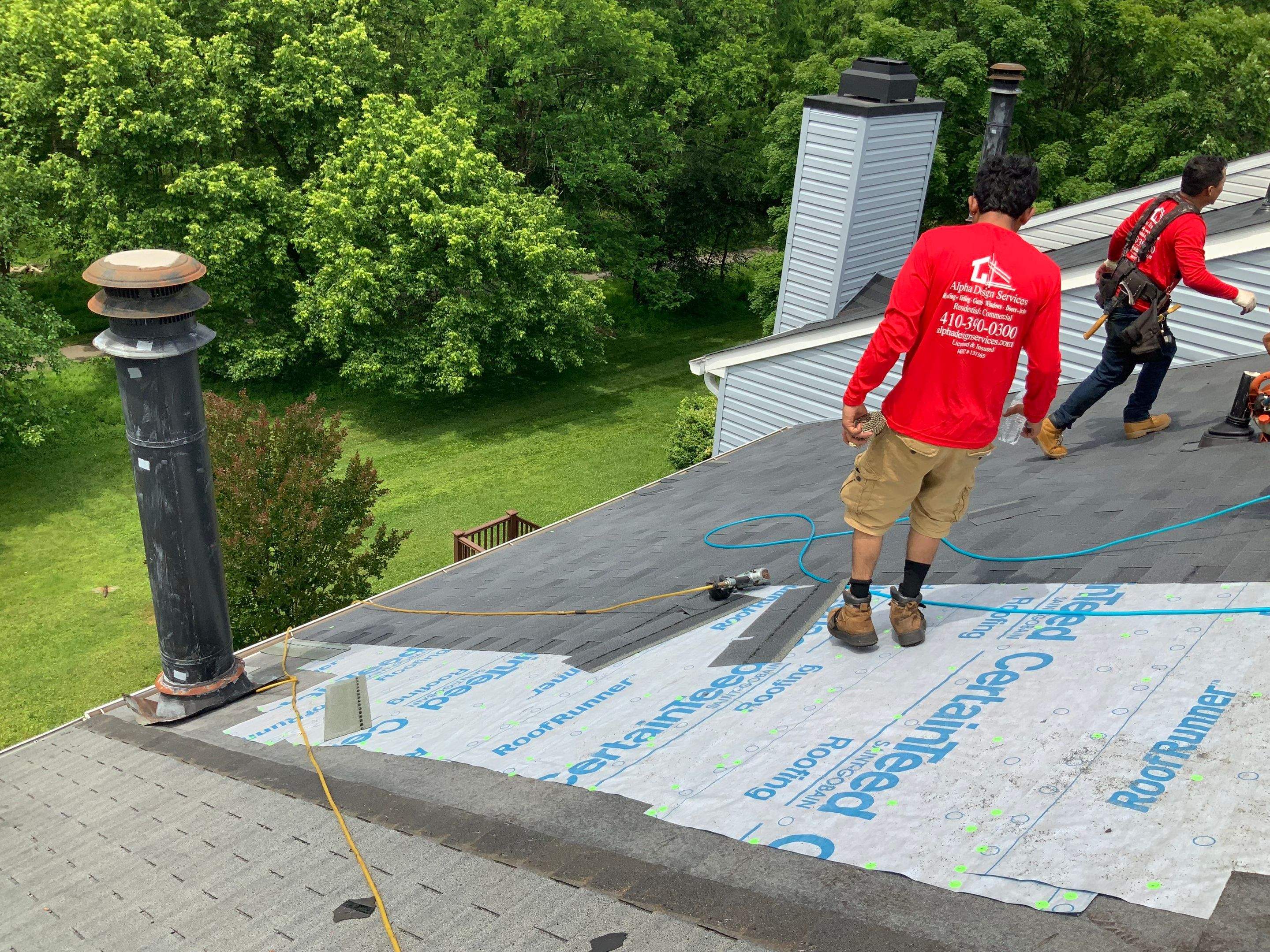 Residential Roofing Installation using XT-25 Color Moire Black by Alpha Design Services