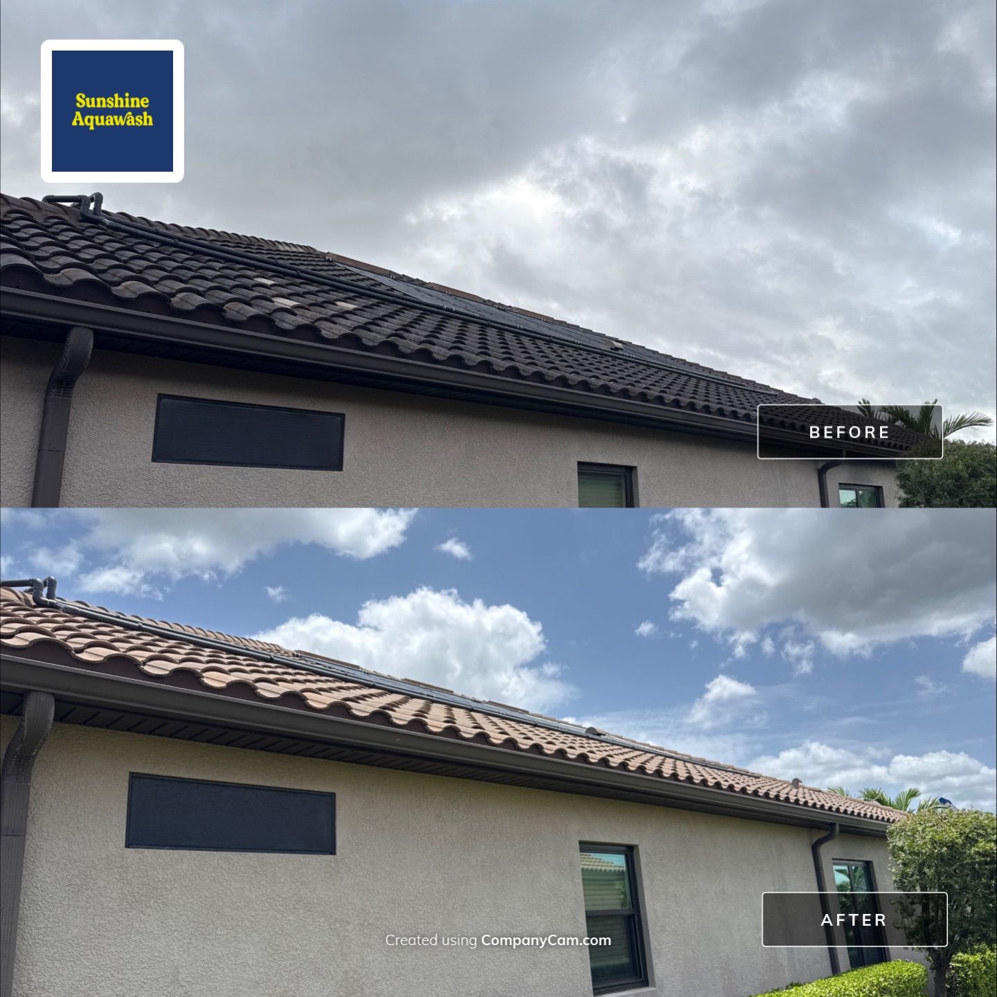Neighboring Tile Roof Cleaning with Gutter Runoff Control – Palmetto, FL by Sunshine AquaWash