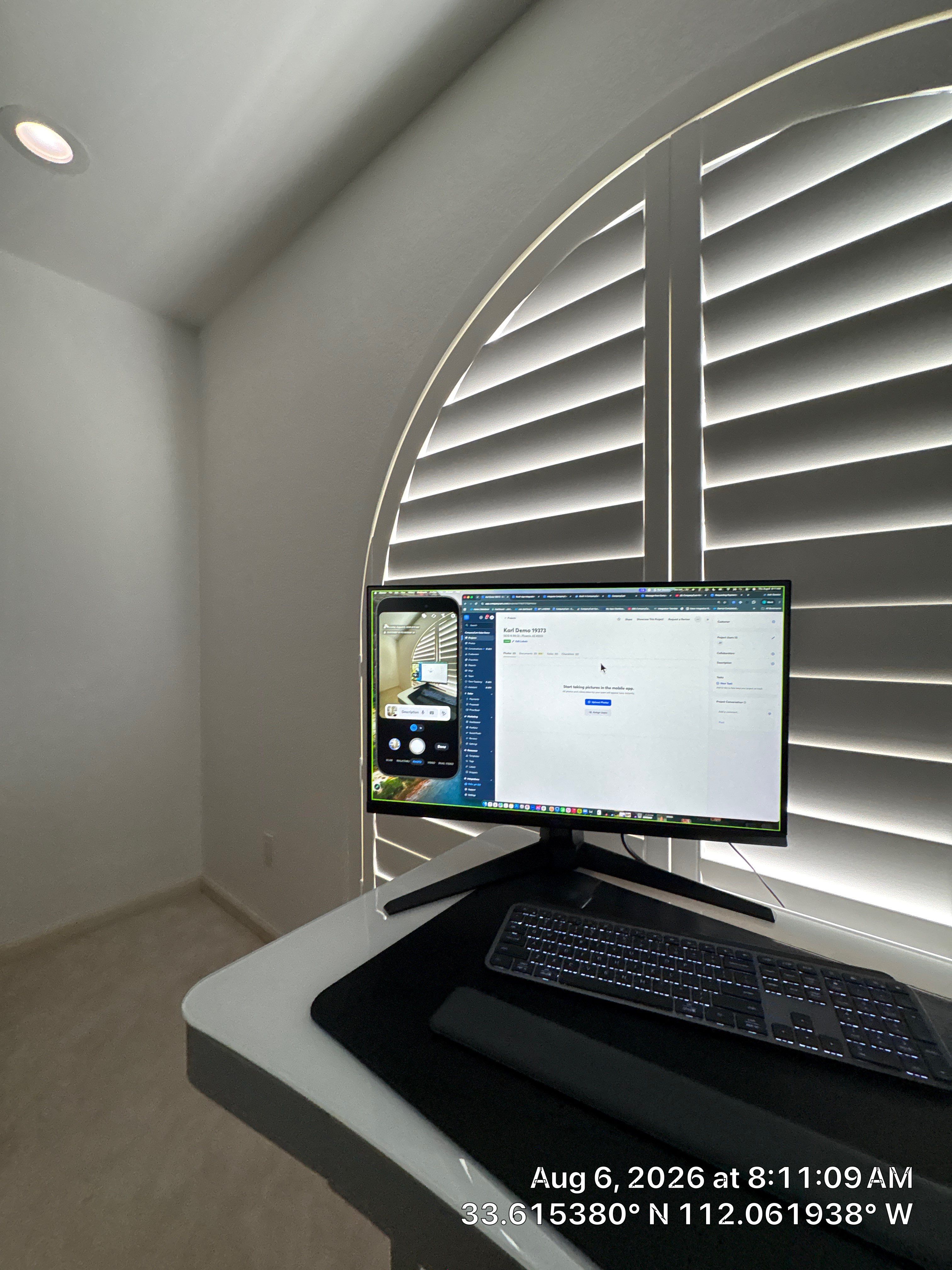 Custom Home Office Setup and Media Wall Integration in Phoenix by CompanyCam Sales Demo