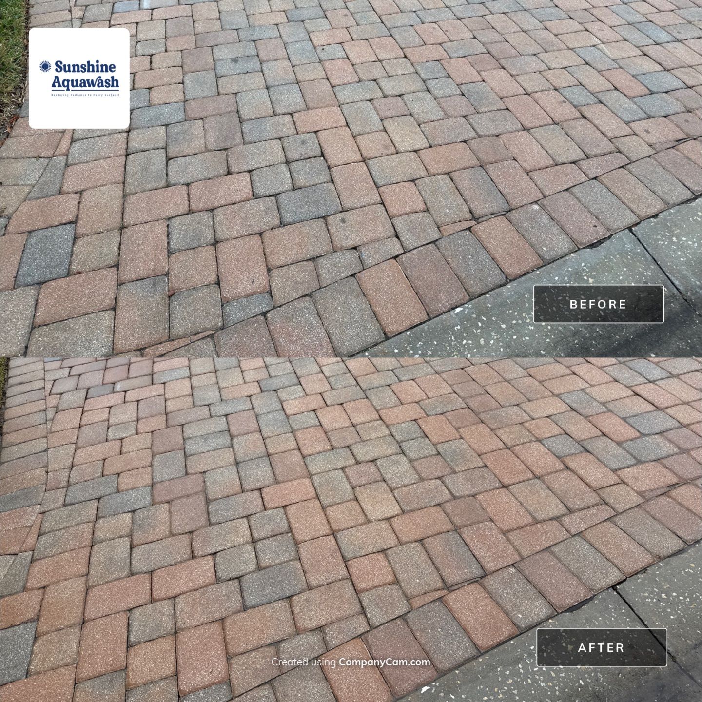 Oil & Tar Removal from Paver Driveway & Entryway by Sunshine AquaWash