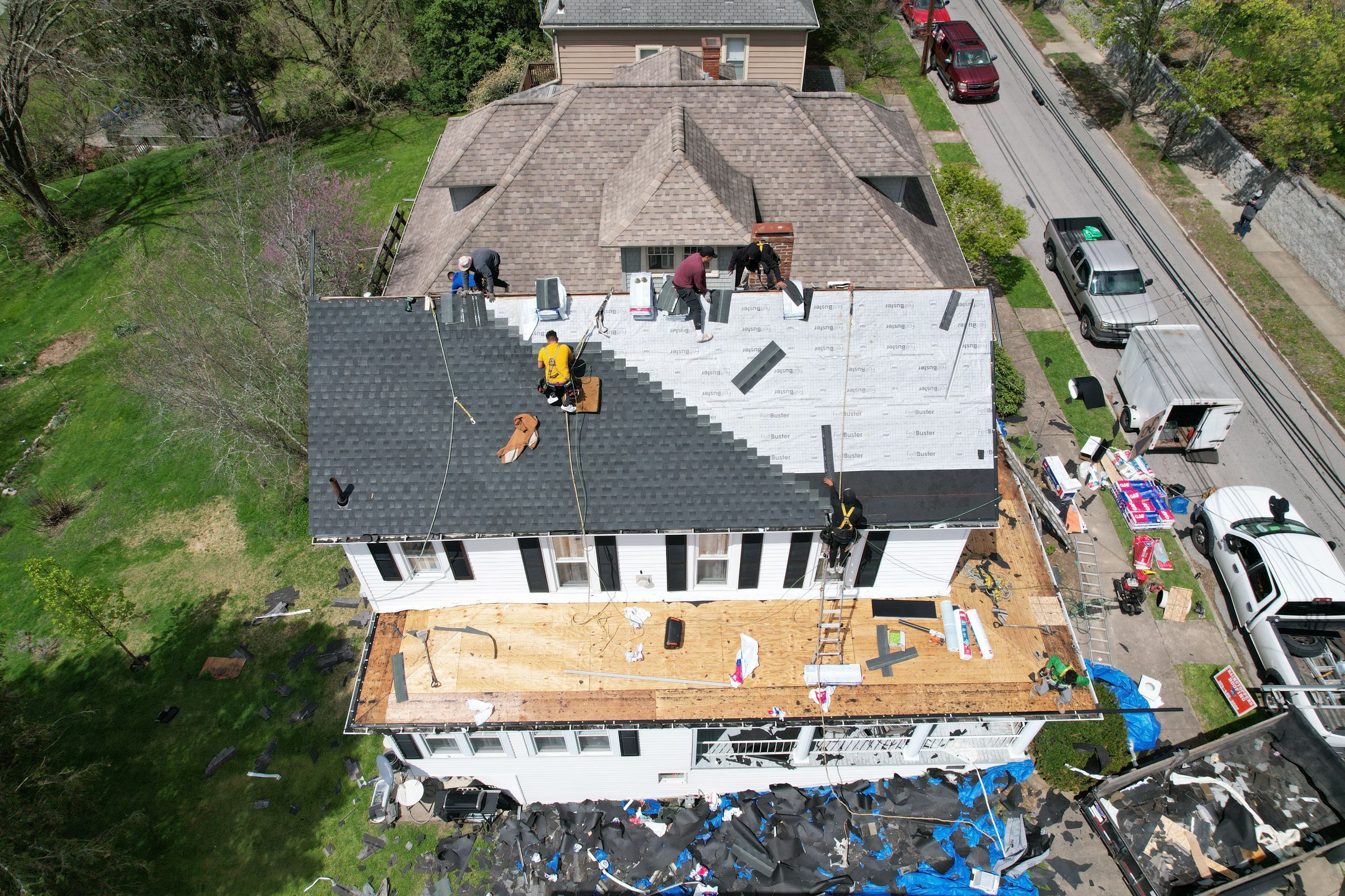 Residential Roofing Installation using GAF Timberline HDZ Charcoal by Rainstoppers Roofing