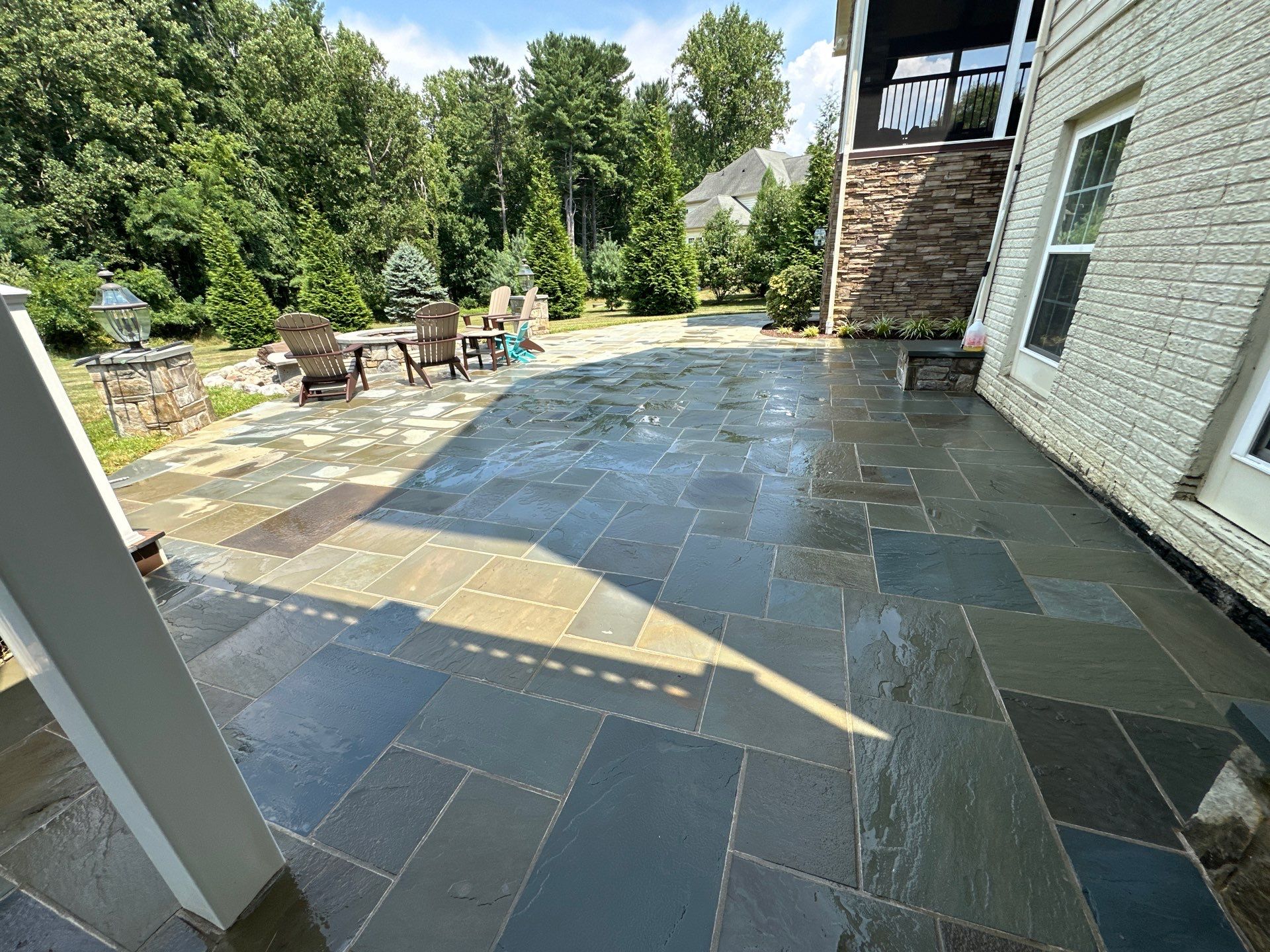 Professional House Washing and Natural Stone Patio Cleaning in Owings Mills by Baltimore Pressure Washers Inc.