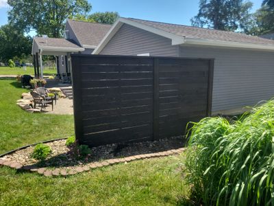 Custom Horizontal Slat Privacy Cedar Chocolate Screen Installation in Hudson