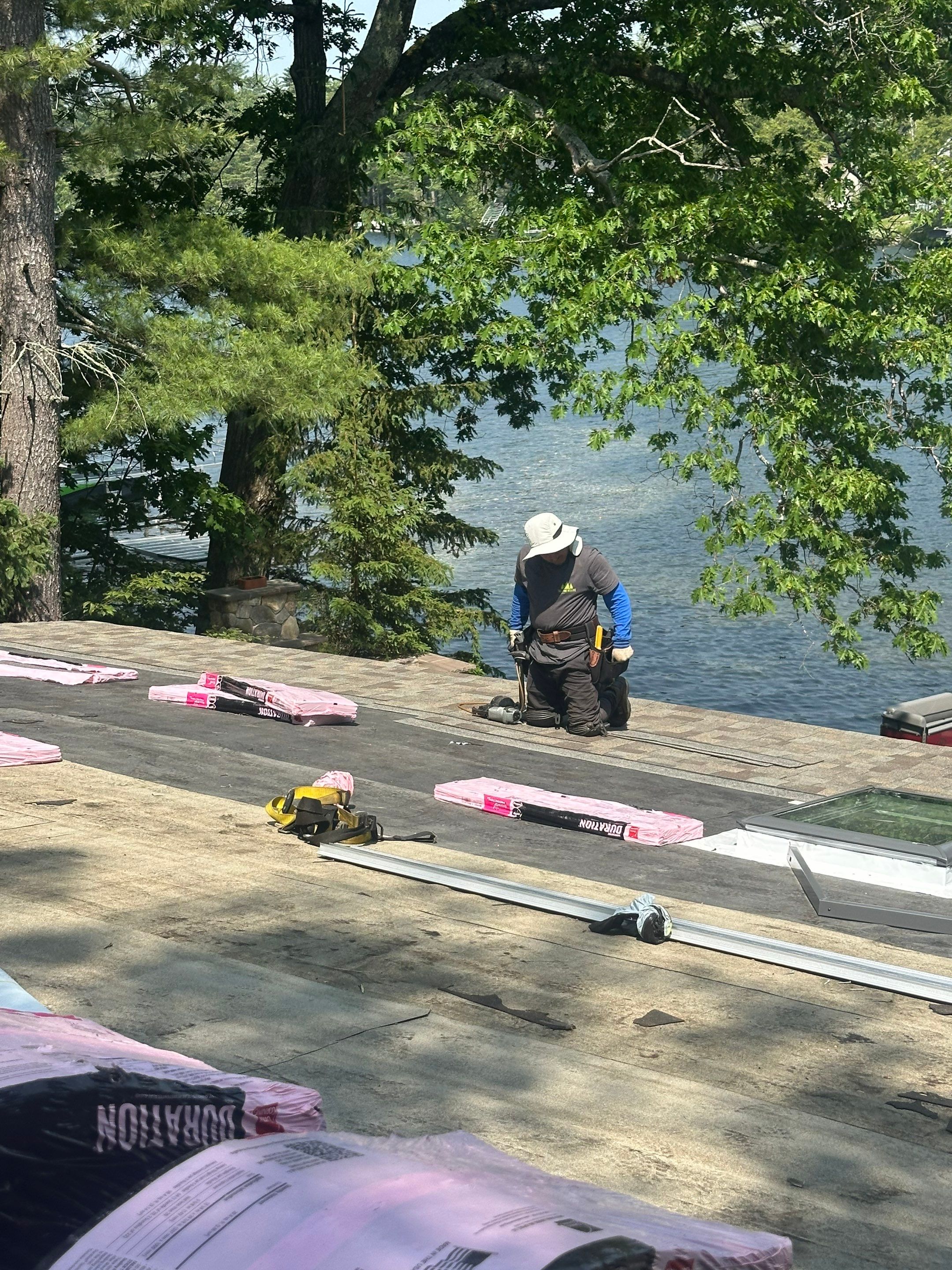 OC Roof Install On The Lake In Deerfield, New Hampshire by Tall pine roofing