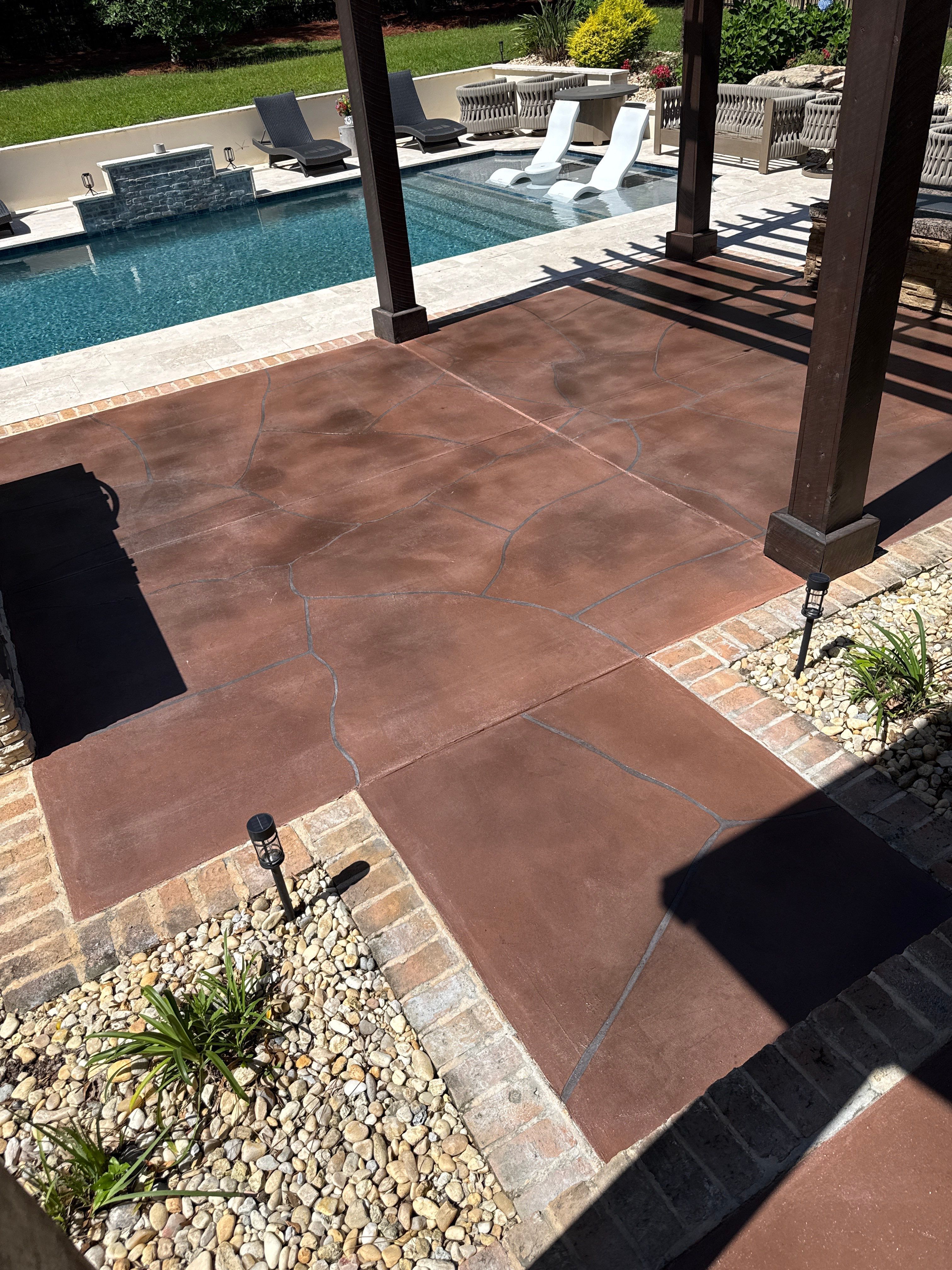 Decorative Flagstone Concrete Overlay for Fairhope Patio by Cornerstone Hard Surface Restoration