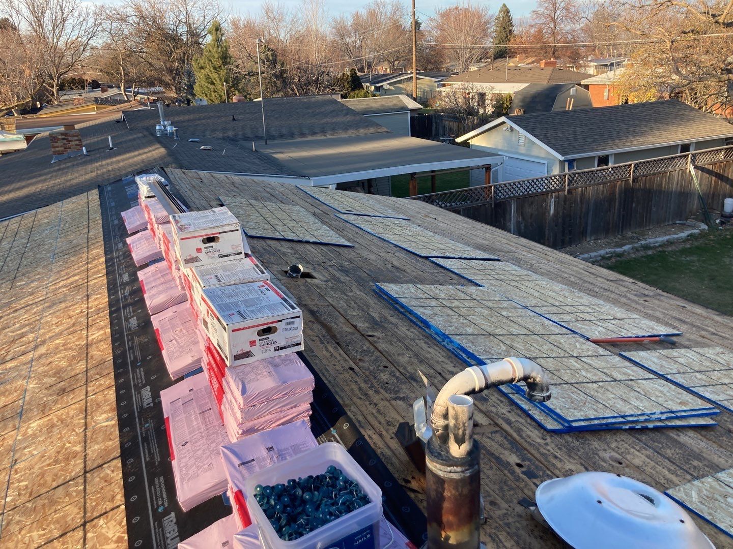 Meridian Single Level Residential Roofing Installation by ID Roofing LLC