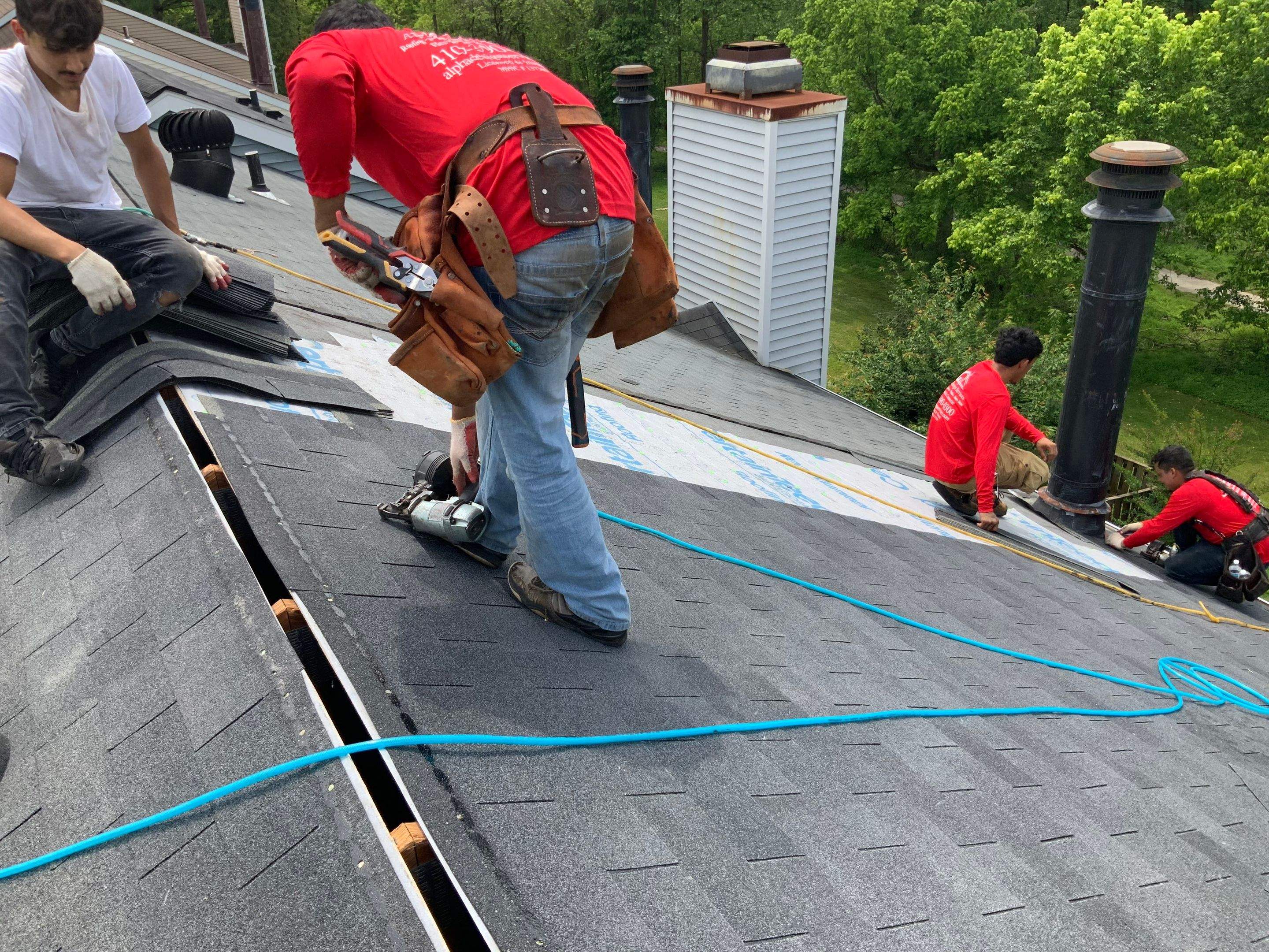 Residential Roofing Installation using XT-25 Color Moire Black by Alpha Design Services