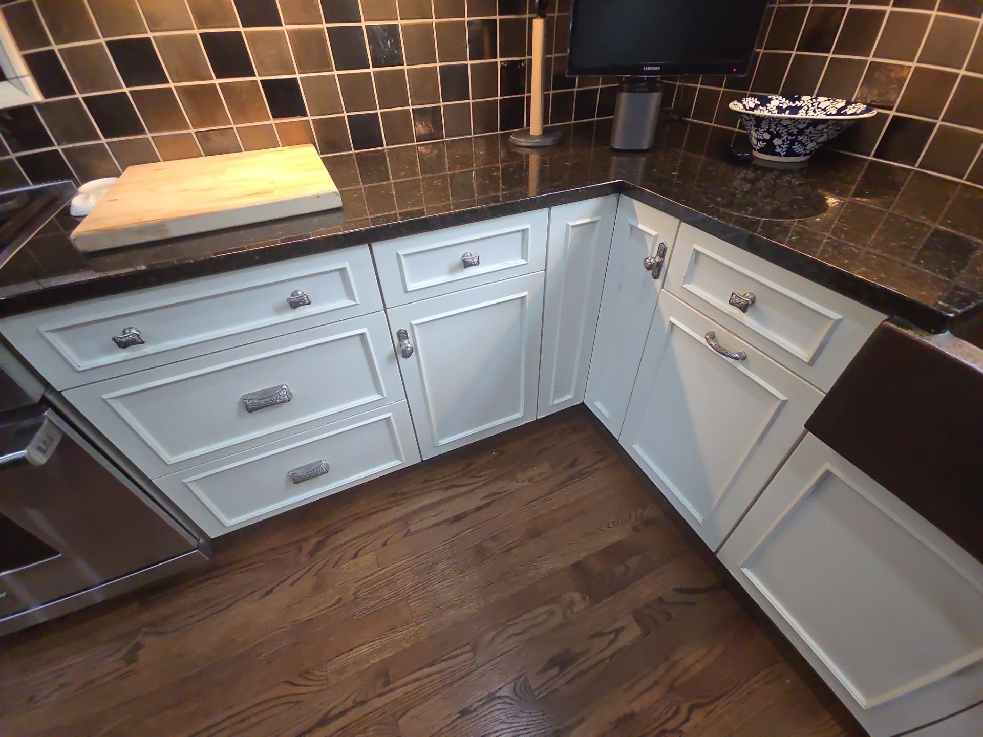 Custom Kitchen Cabinet Refinishing and Hardware Update in Grosse Pointe by Top Shelf Painter
