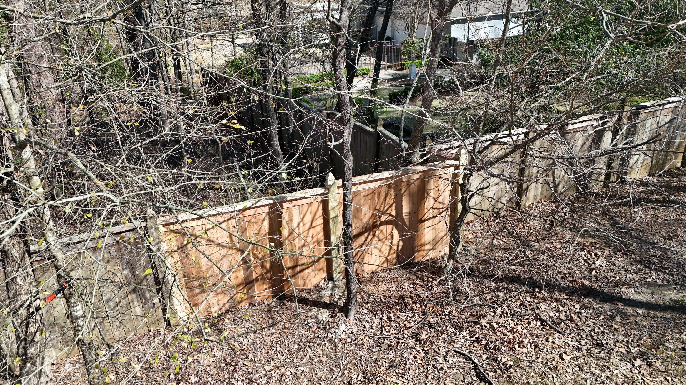 6' Cedar Good Neighbor Fence Repair French Gothic 6x6 by Roberson Construction LLC