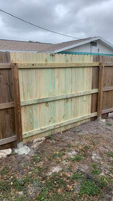 Pressure-Treated Wood Privacy Fence Repair in North Fort Myers