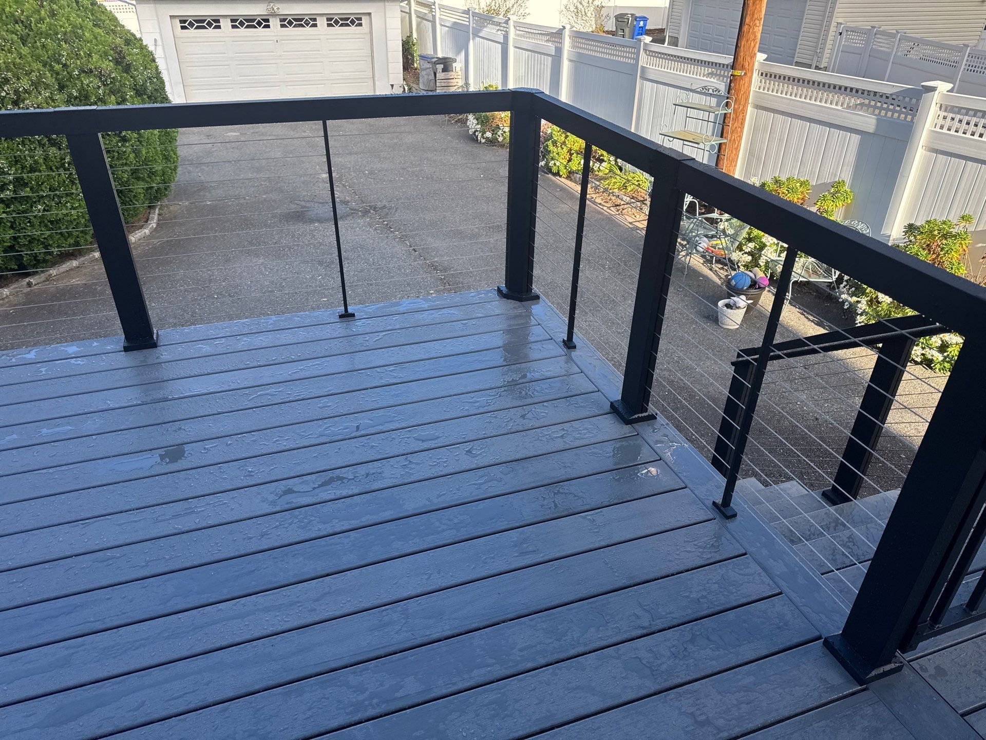 new deck with cable rails in Montclair NJ by deck guardian