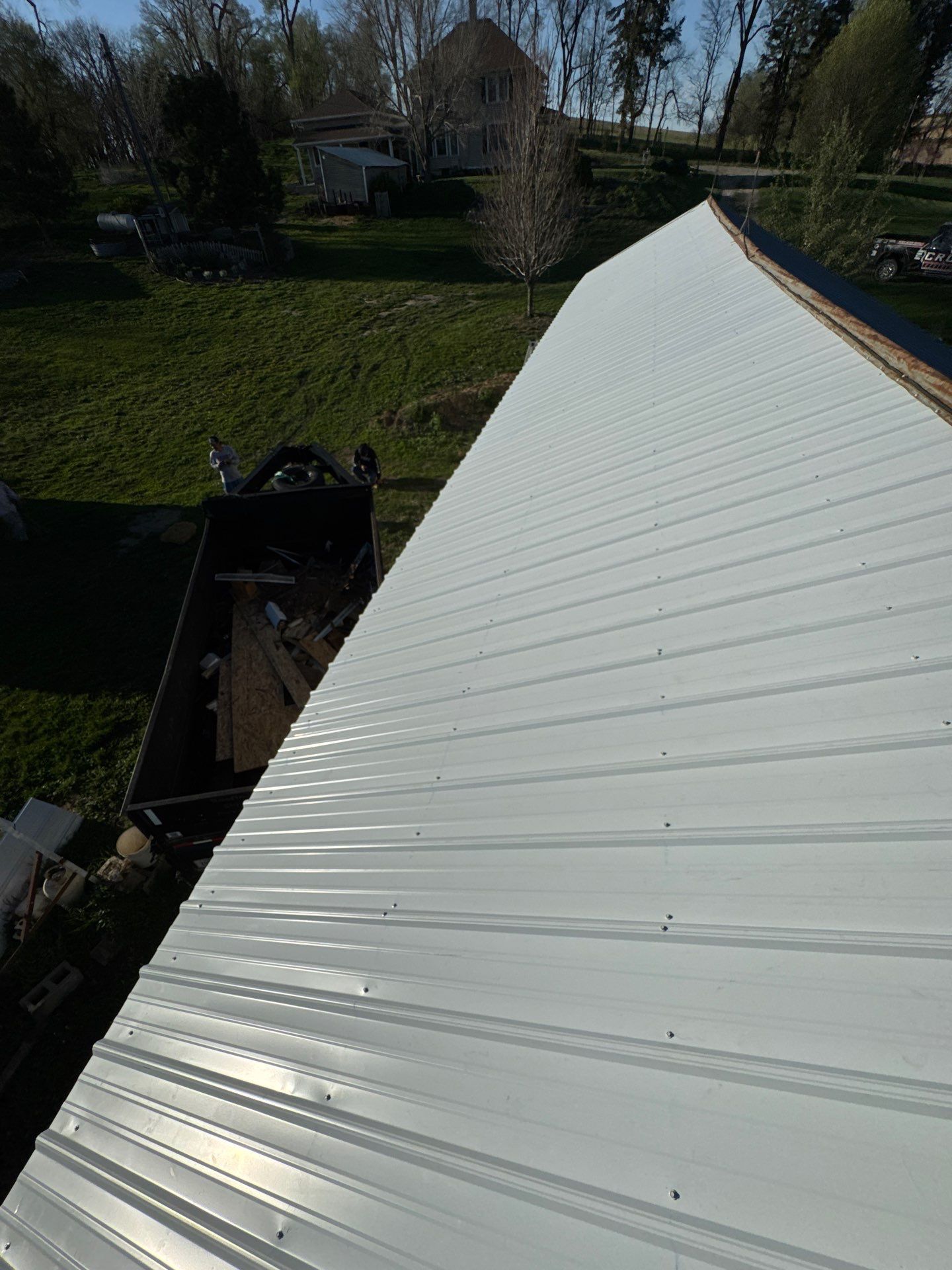 Ribbed Metal Roof Replacement on Outbuilding in Hooper, NE by Crows Roofing LLC
