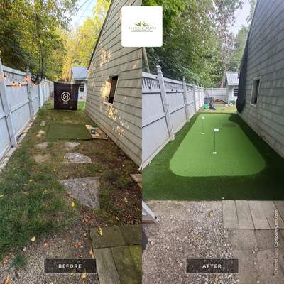 Custom Side Yard Artificial Turf Putting Green Installation in Columbus