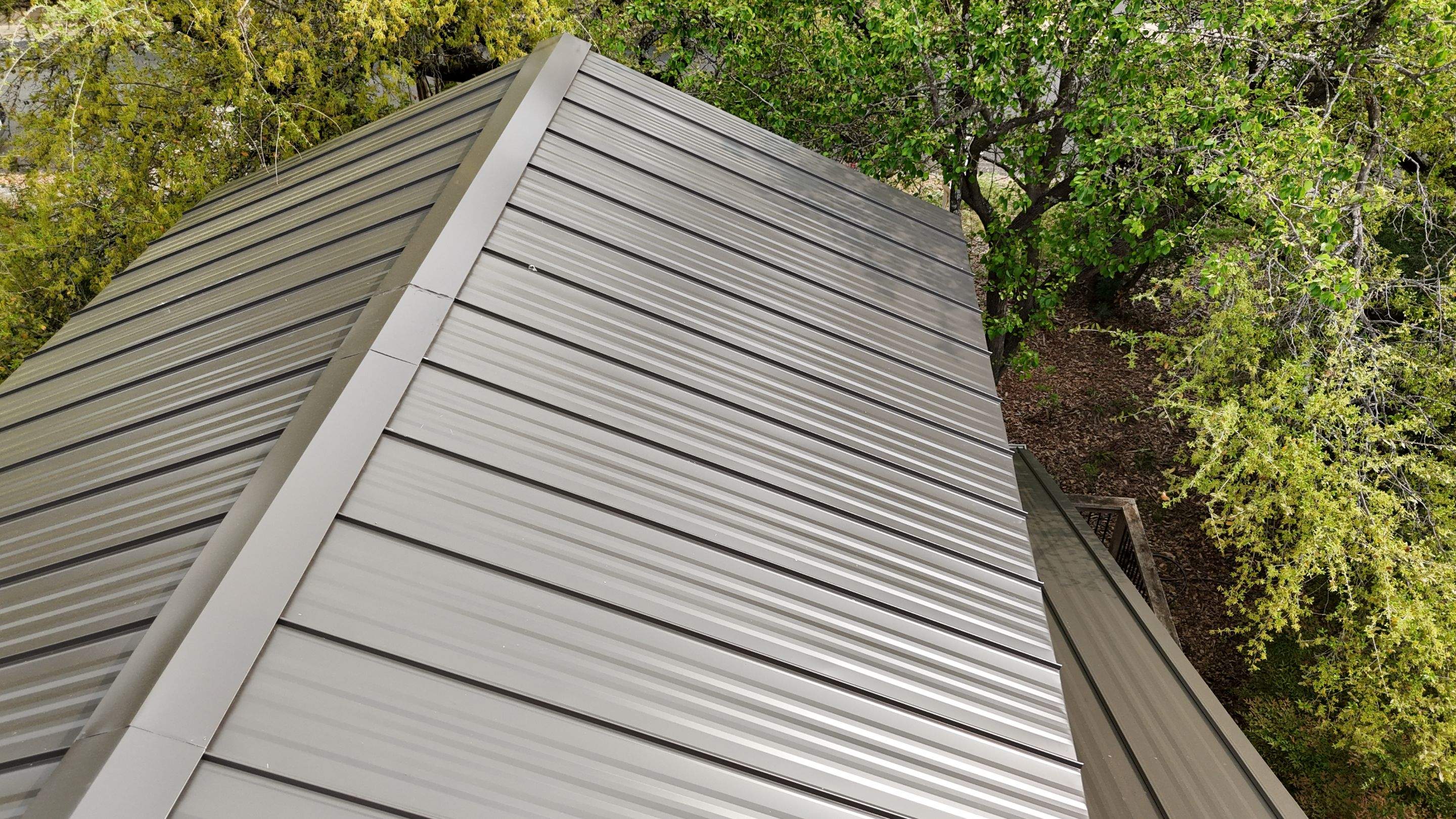 Dark Bronze - L&A Standing Seam with Striations by RoofsOnly.com