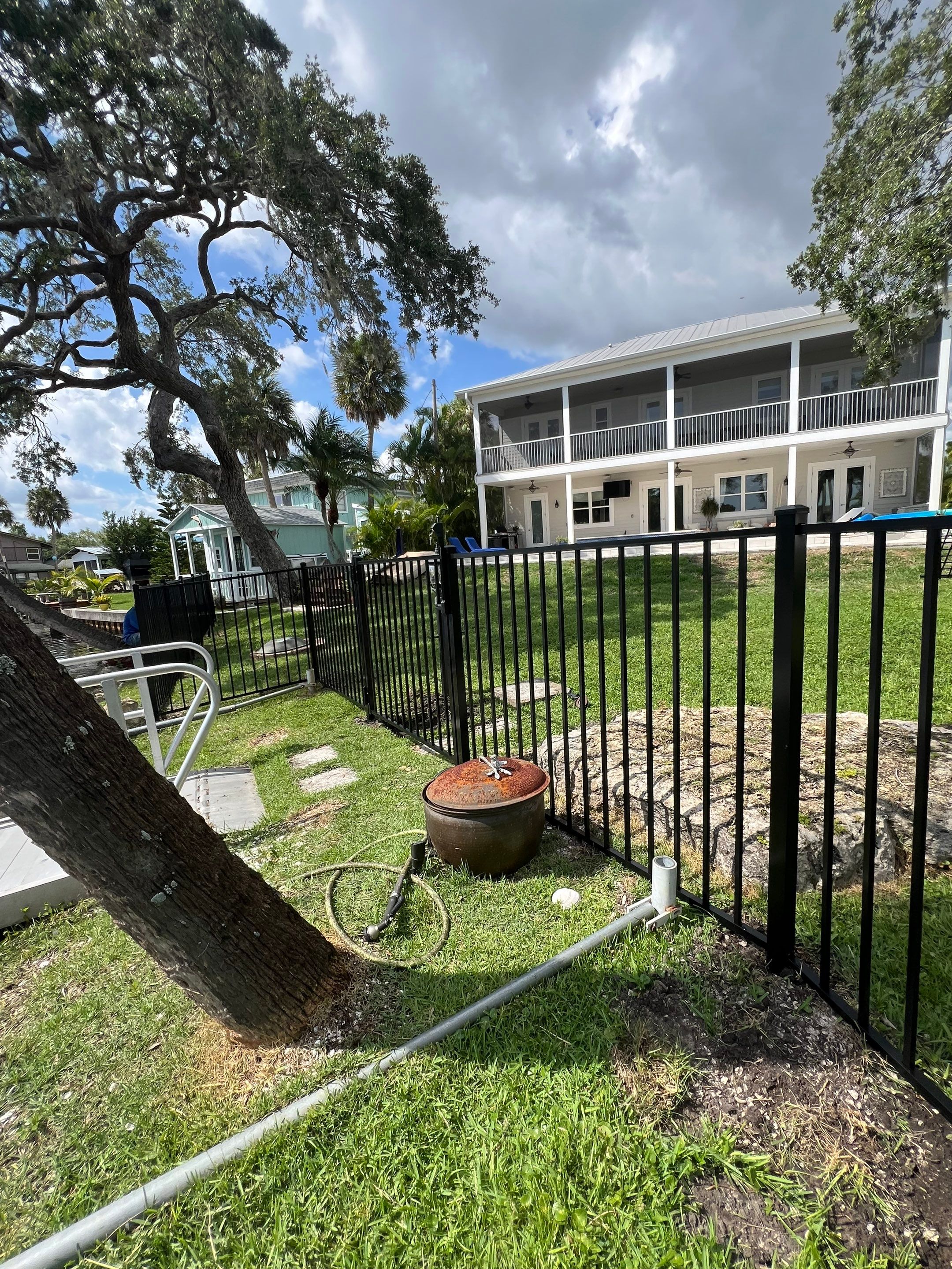 Aluminum Fence Installation using Black 3 Rail Aluminum Fence by Asap fence and gates, LLC