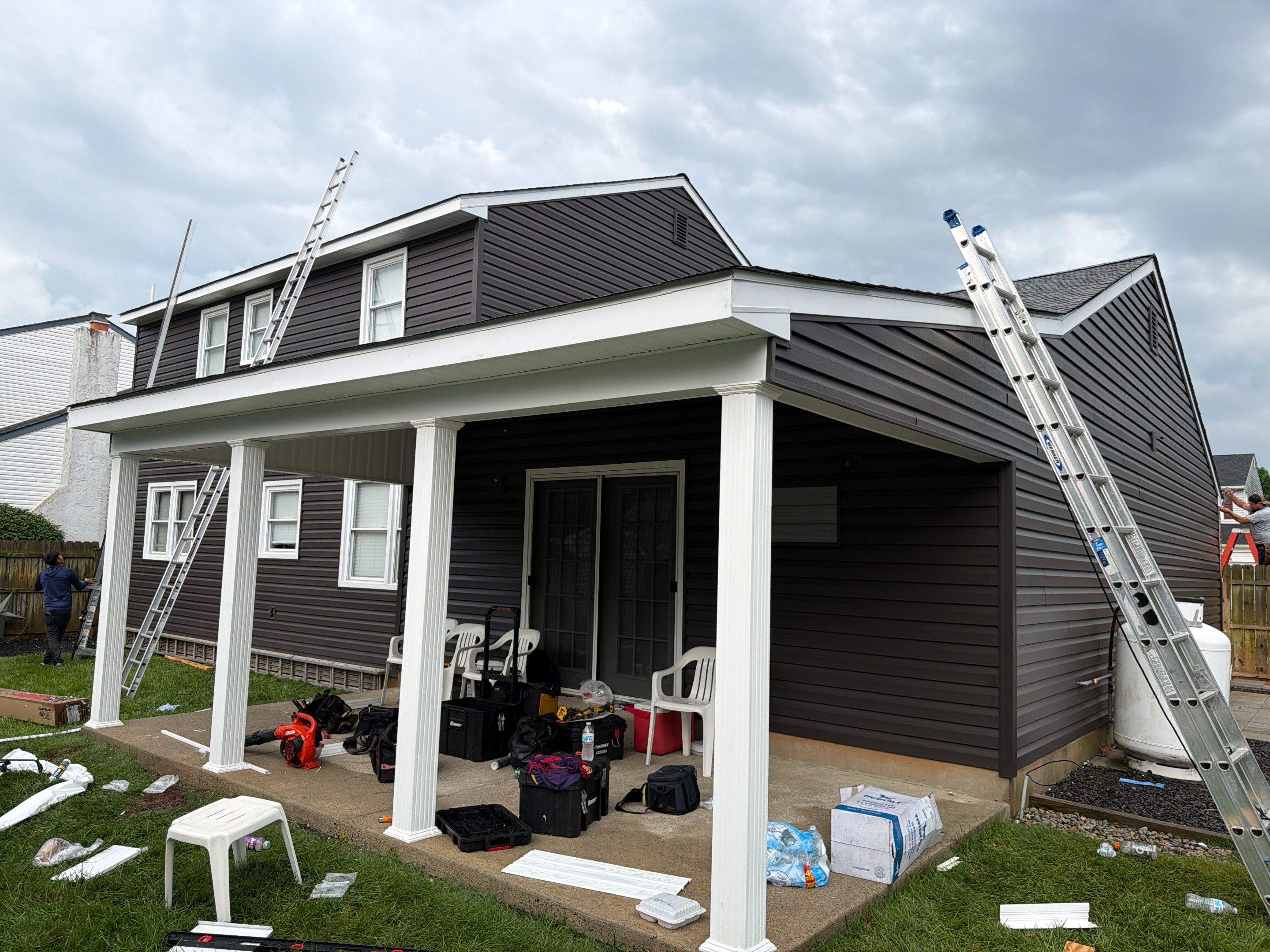 Fairless Hills Exterior Remodel with GAF Roofing and Charcoal Vinyl Siding by Stofan Construction LLC