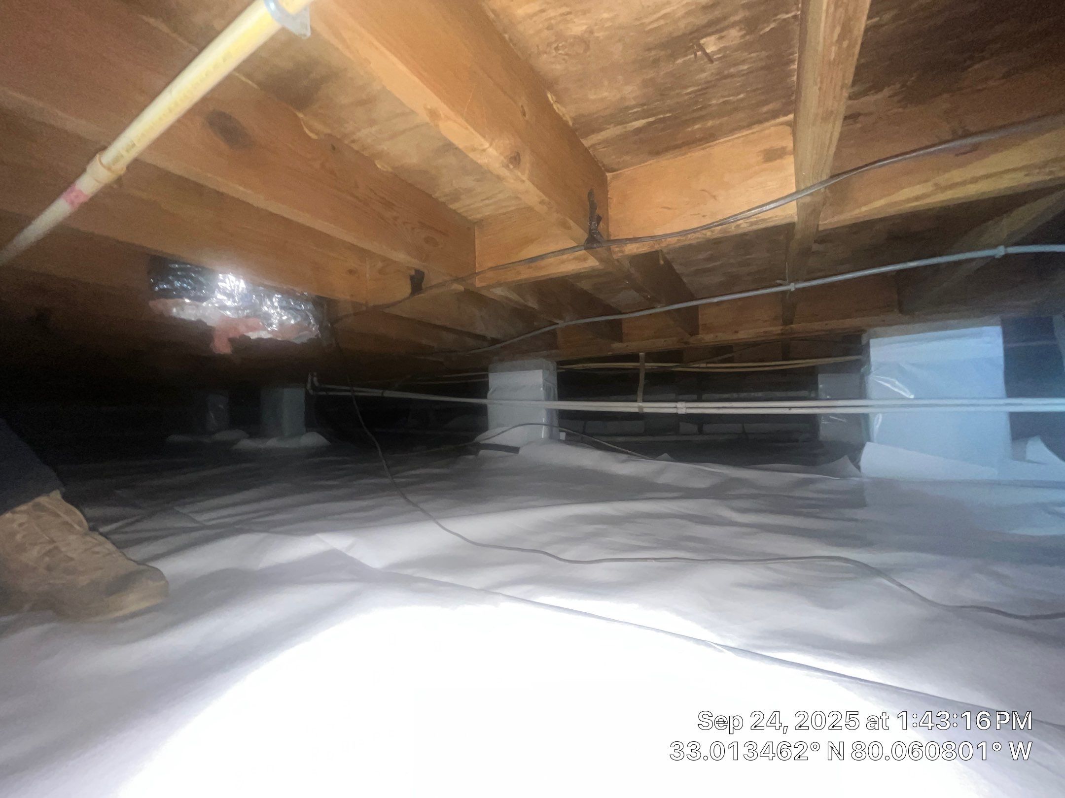 Crawlspace remediation & encapsulation with ductwork replacement by EAS Environmental, LLC.