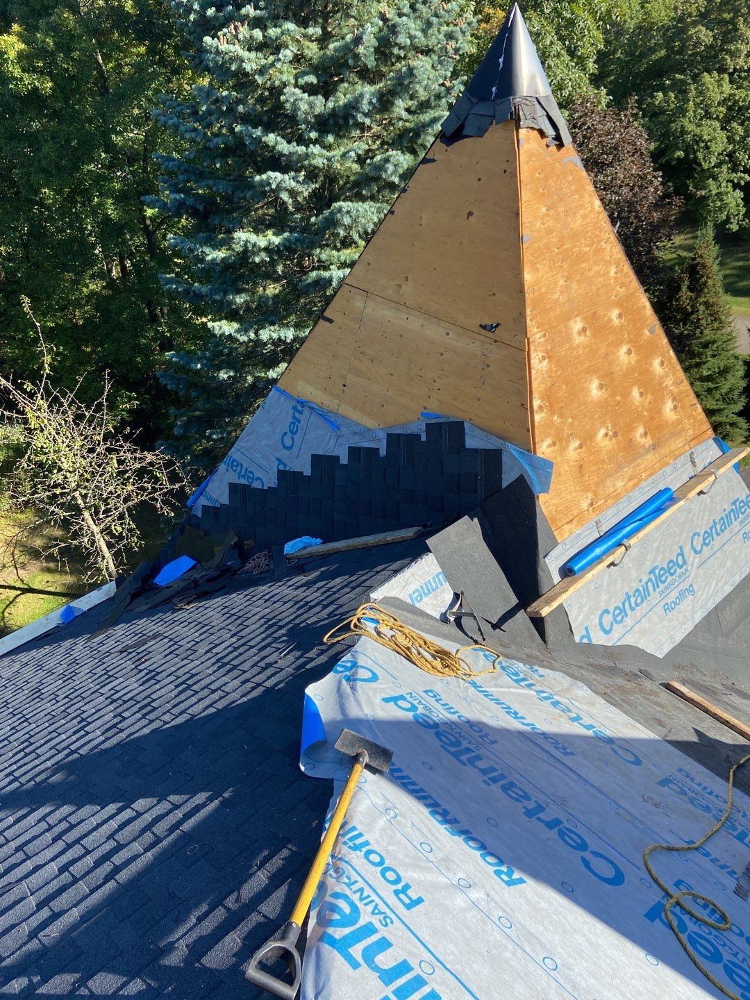 Roof Replacement using CertainTeed Landmark Moire Black by 180 Contractors