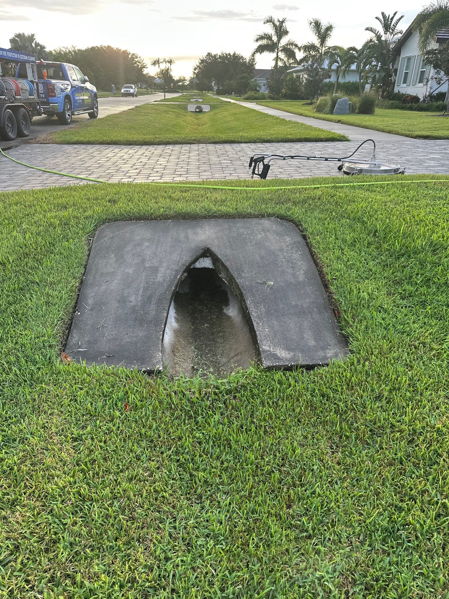 Paver Driveway, Sidewalk, and Culvert Cleaning in Winding River Community, Bradenton, FL by Sunshine AquaWash