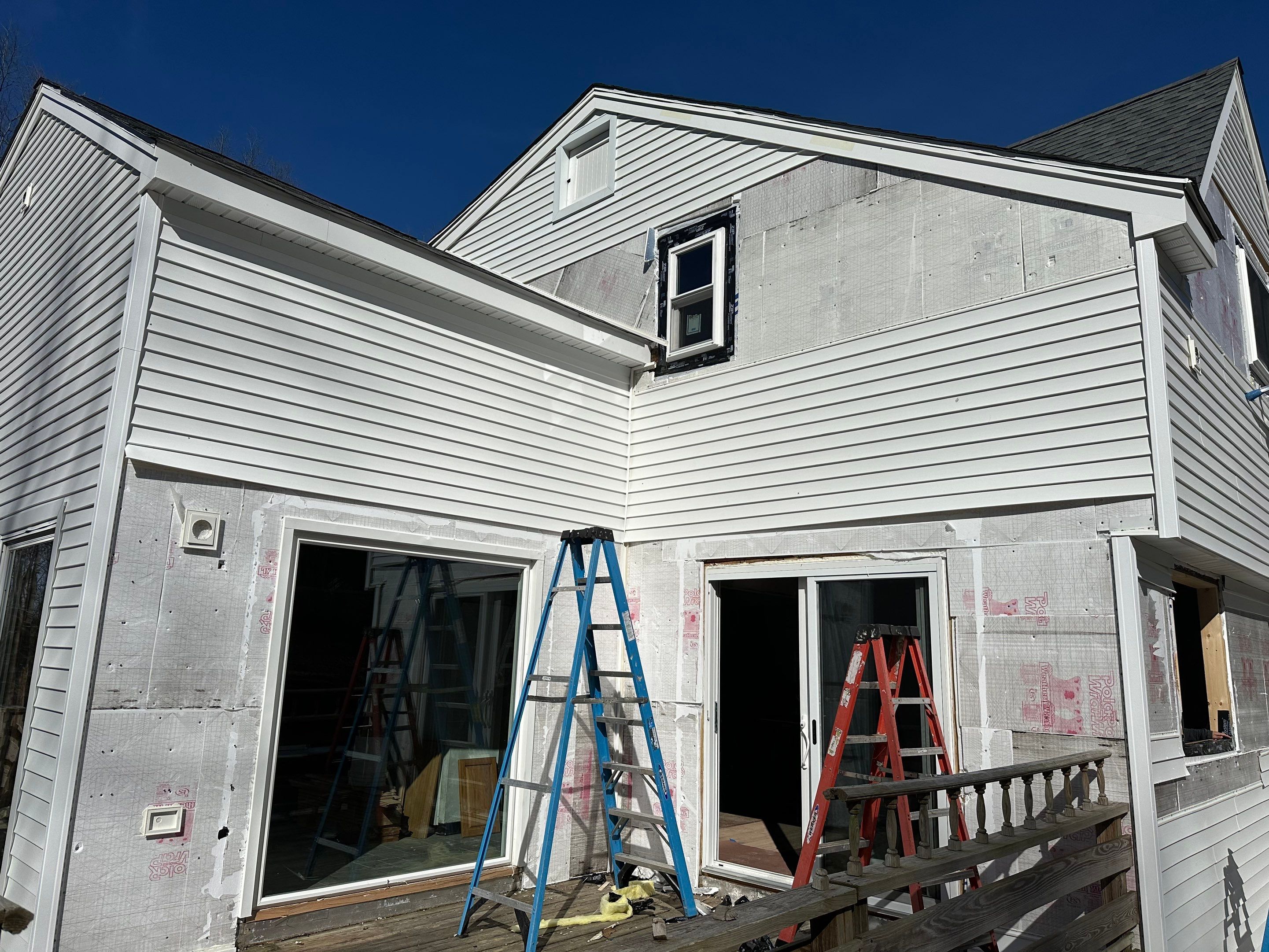 Residential Roofing Installation using Owens Corning TruDefinition Duration AR - Estate Gray & White Double 4 Siding by A Plus Exterior