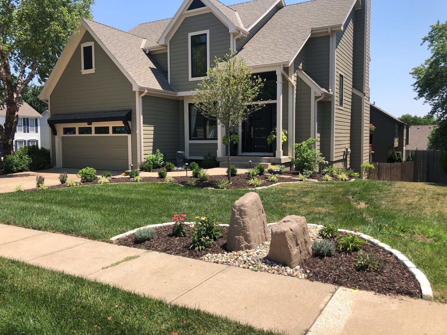 Front Yard Landscape by LAND ESCAPES LLC