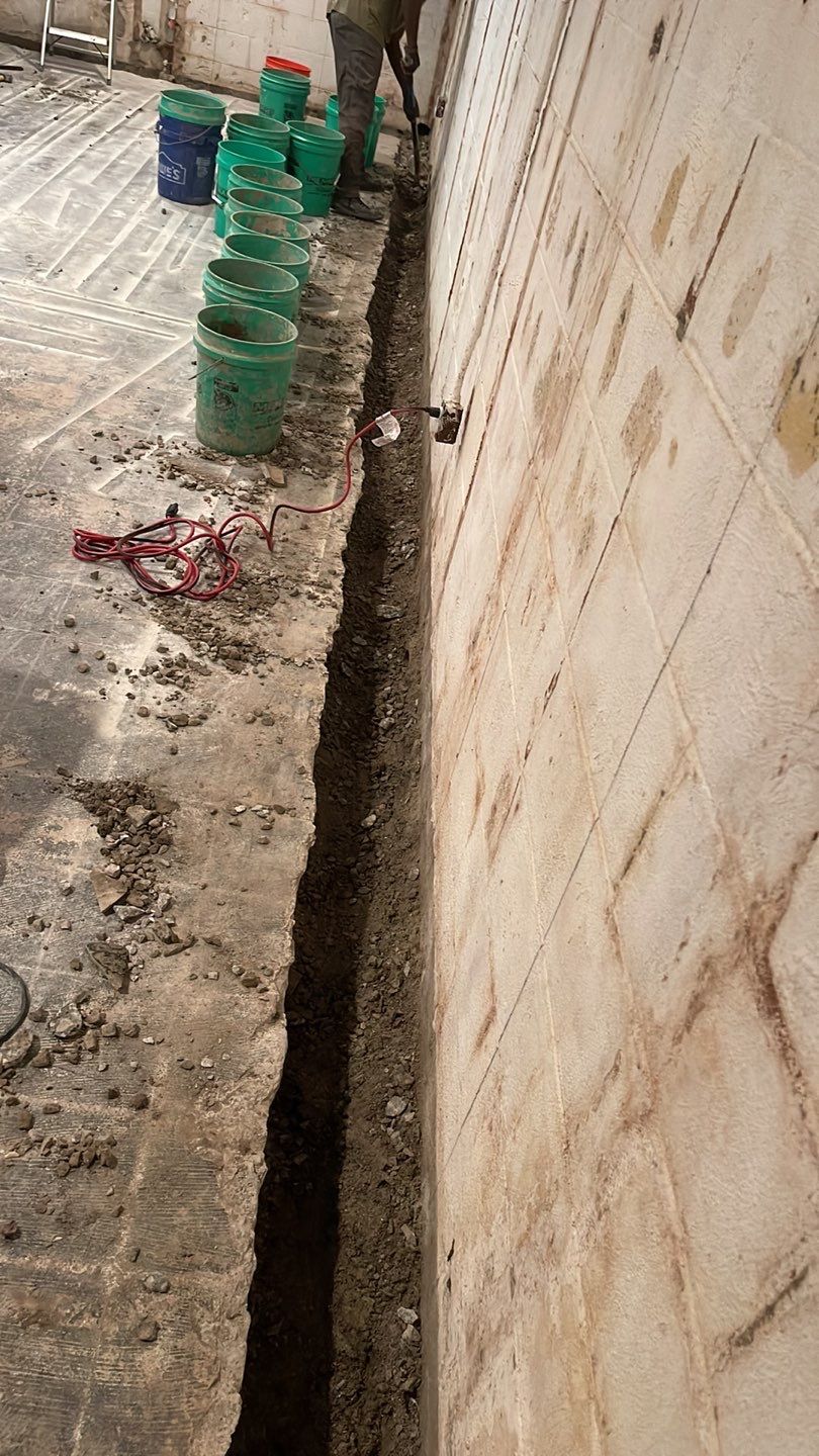 Embedded Fiber Reinforcement and Basement Waterproofing using GrateDrain Waterproofing System by Toledo Basement Repair