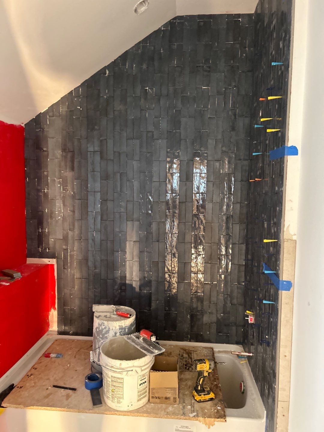 Tile floors, walls, showers, and accent wall for bathrooms  by Footprints Floors of Nashville