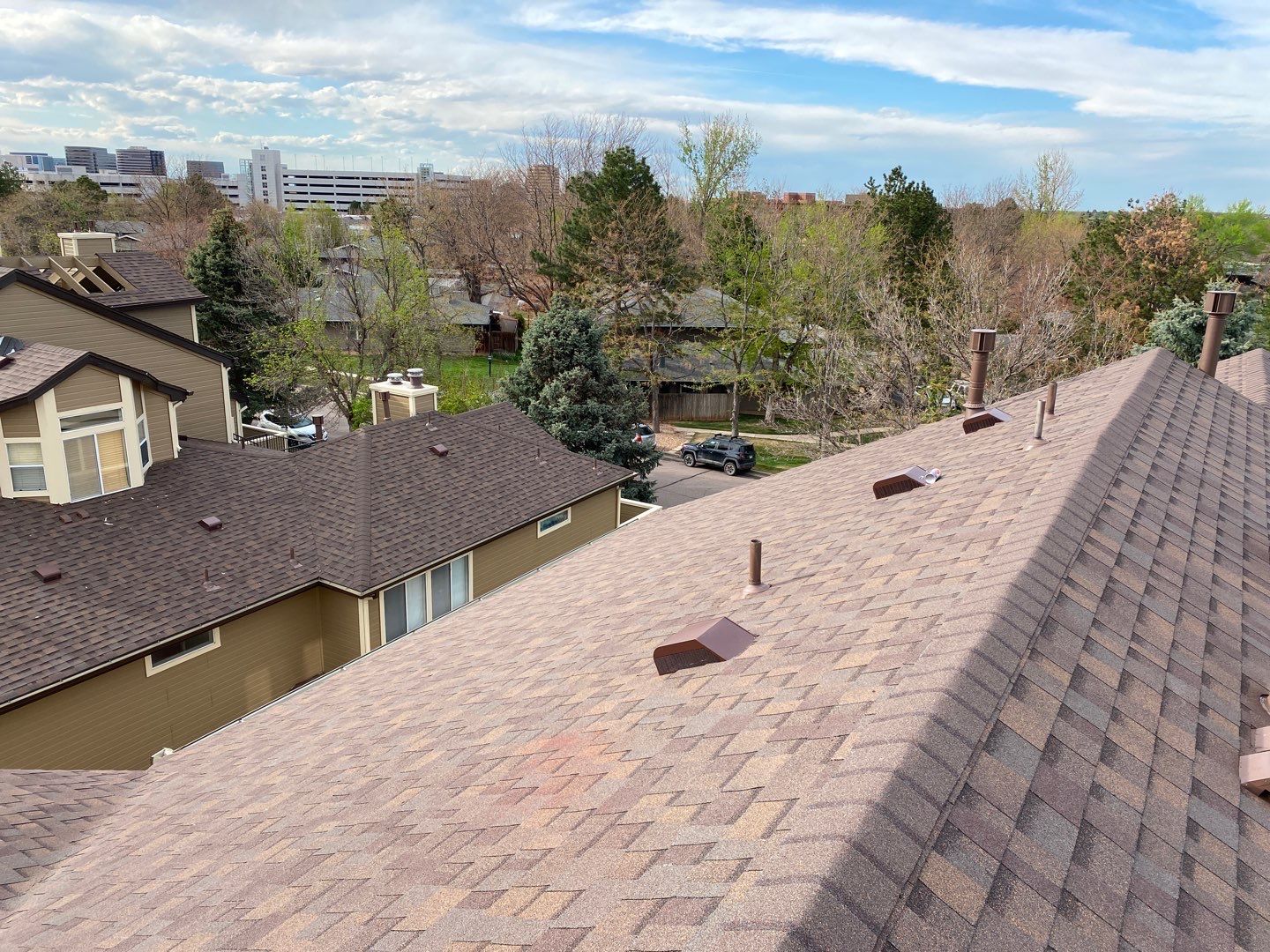 Commercial Roofing Installation using Owens Corning TruDefinition Duration STORM - Teak by A to Z Roofing