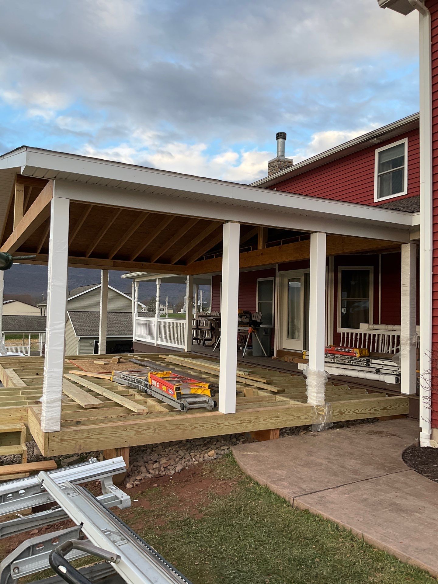 Covered Deck Addition With Custom Gable Roof in Tower City by Esh Builders