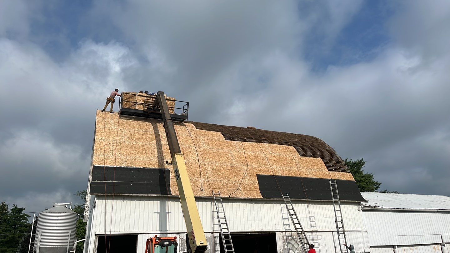 Barn Roofing Installation using GAF Timberline HDZ Charcoal by Nitro Roofing and Construction