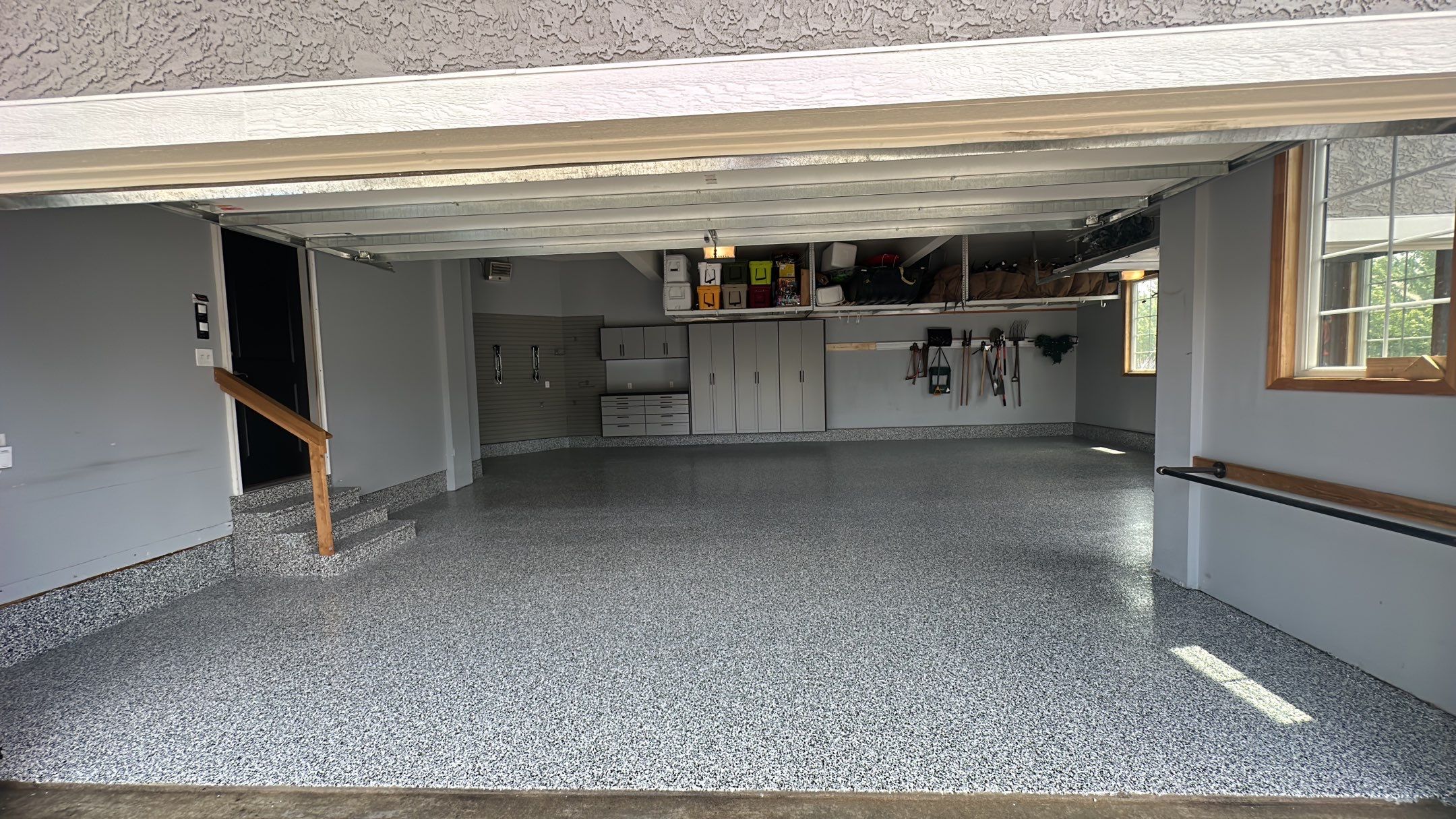 Matt N. took his garage to the next level with our Domino floor and cabinets by Banner Garage