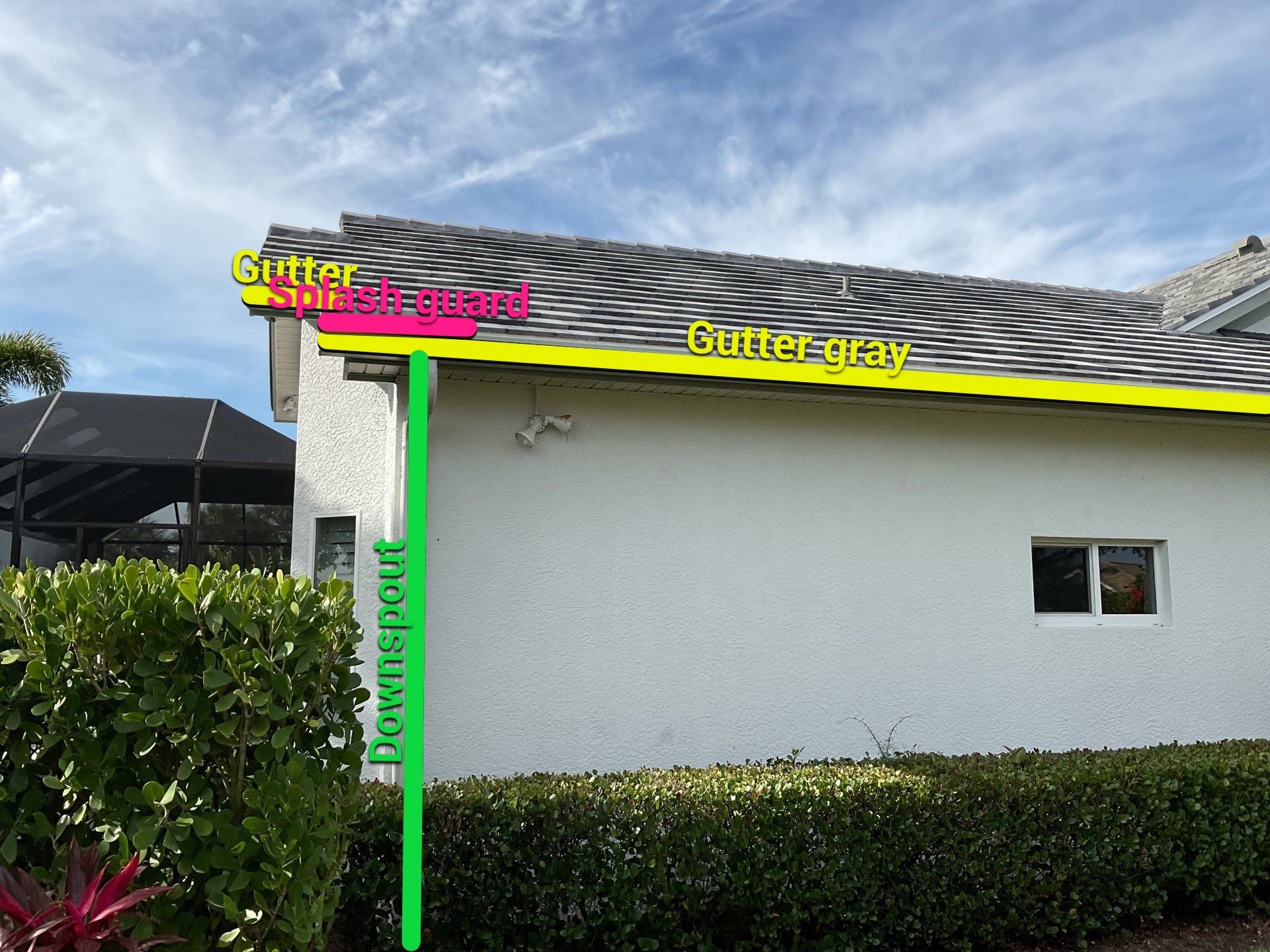 7-inch Grey Gutter Installation and White Downspouts in Fort Myers FL  by Gutter Professors