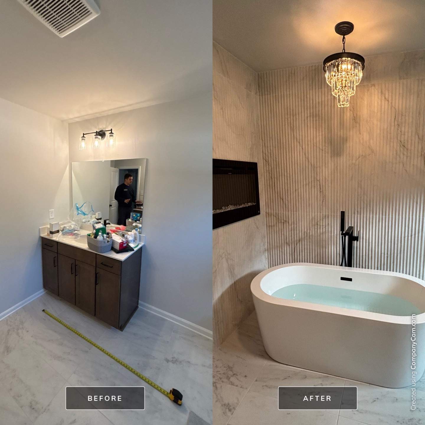 Master bathroom renovation using Free standing tub by Prudencio