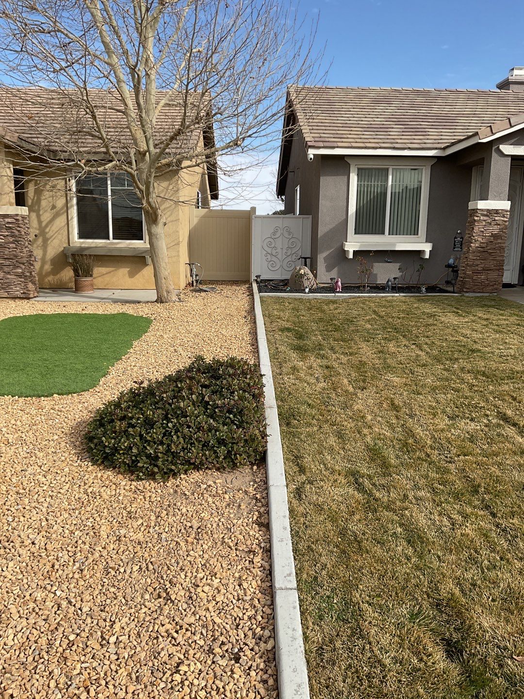 Tan Privacy Vinyl Installation by Fence Guys Inc. 