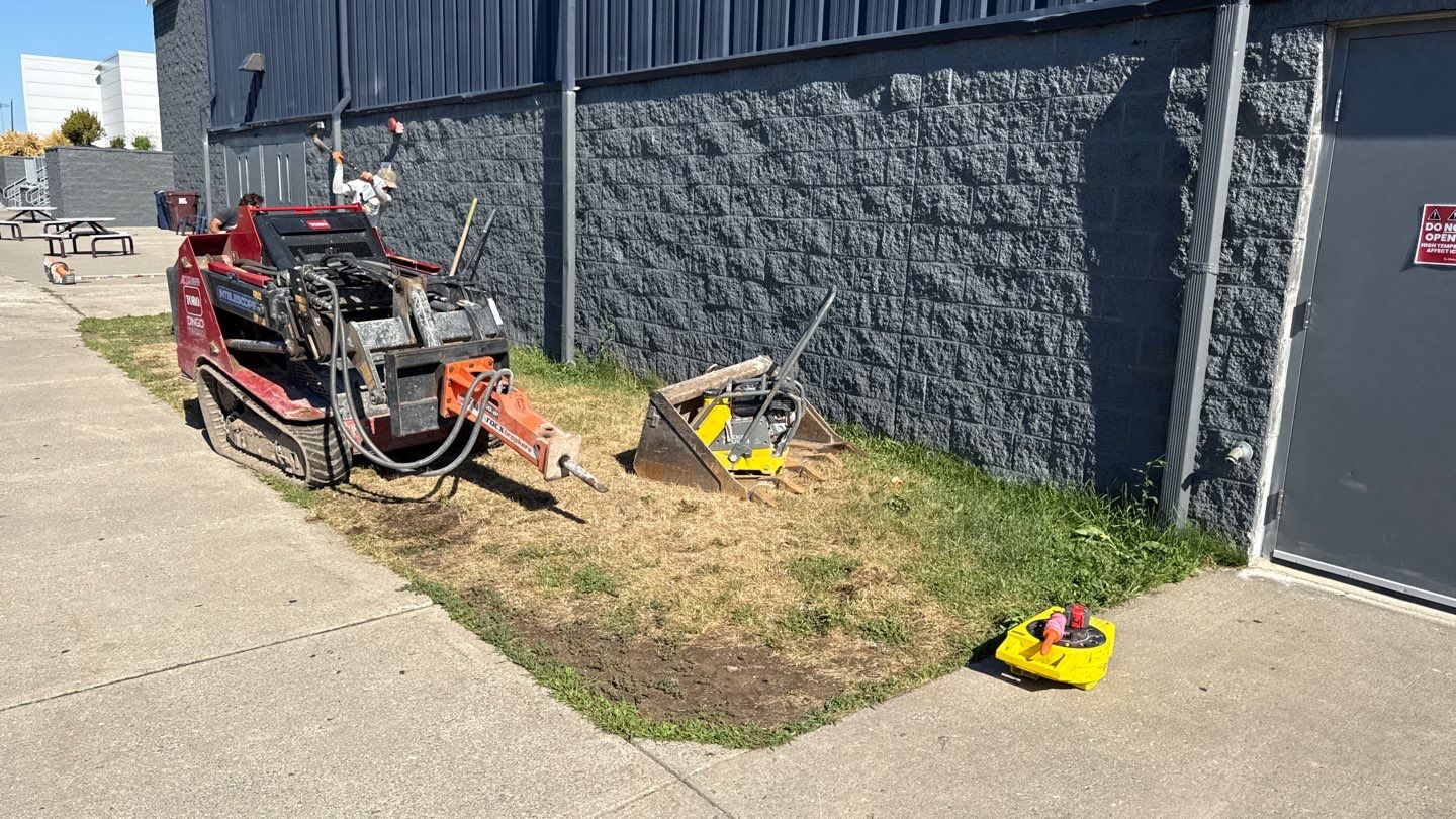 Broom finished concrete patio  by NG Masonry & Construction LLC