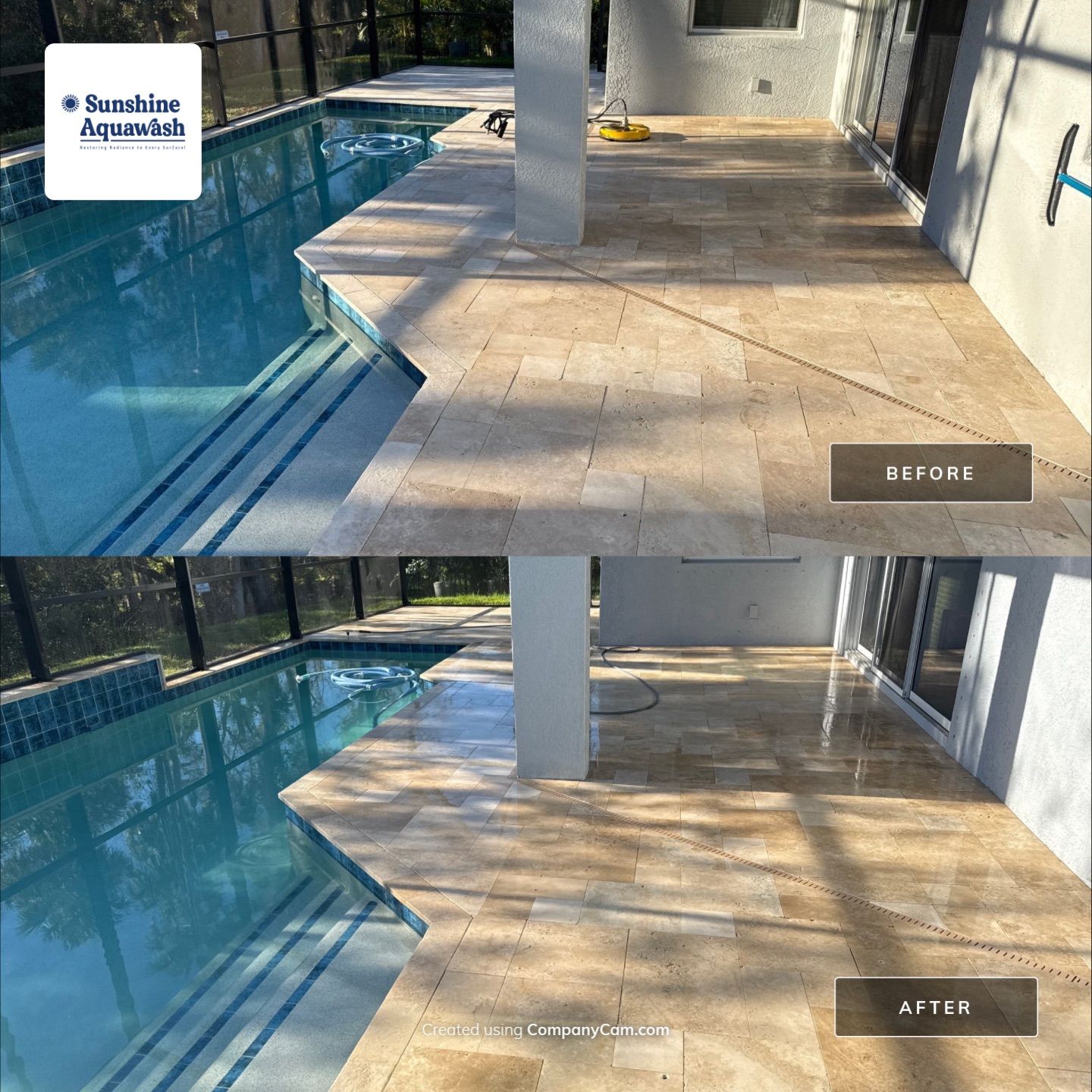 Paver Pool Deck Cleaning & Pool Cage Cleaning in Trevesta – Palmetto, FL by Sunshine AquaWash