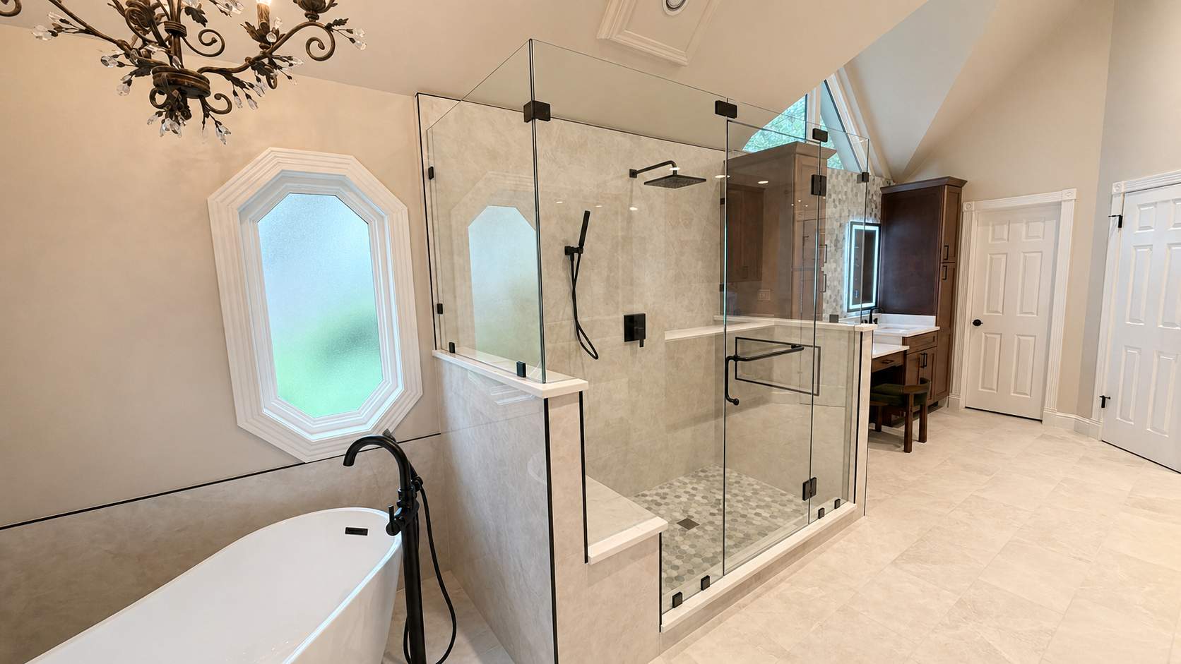 Inwood Master Bathroom Remodel | Modern Walk-In Shower & Custom Vanity Design by Legacy Bath and Kitchen
