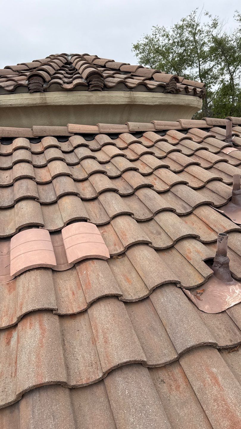 Terracotta Tile Roof Repair and Ridge Cap Sealing in Escondido by Reliable Roofing San Diego Inc.