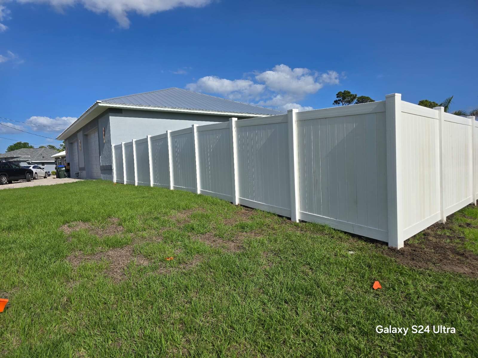 Residential White Vinyl Privacy Fence Installation in North Port by True Fence LLC